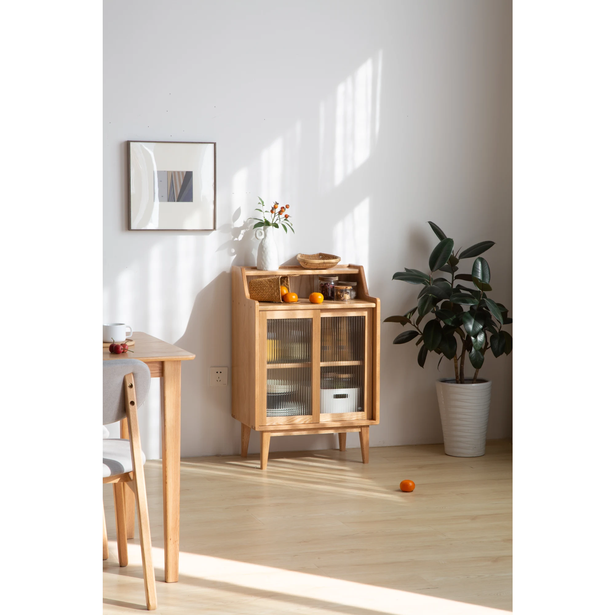 Solidwood Bailey Sideboard, 60x38x90CM, Natural Wood