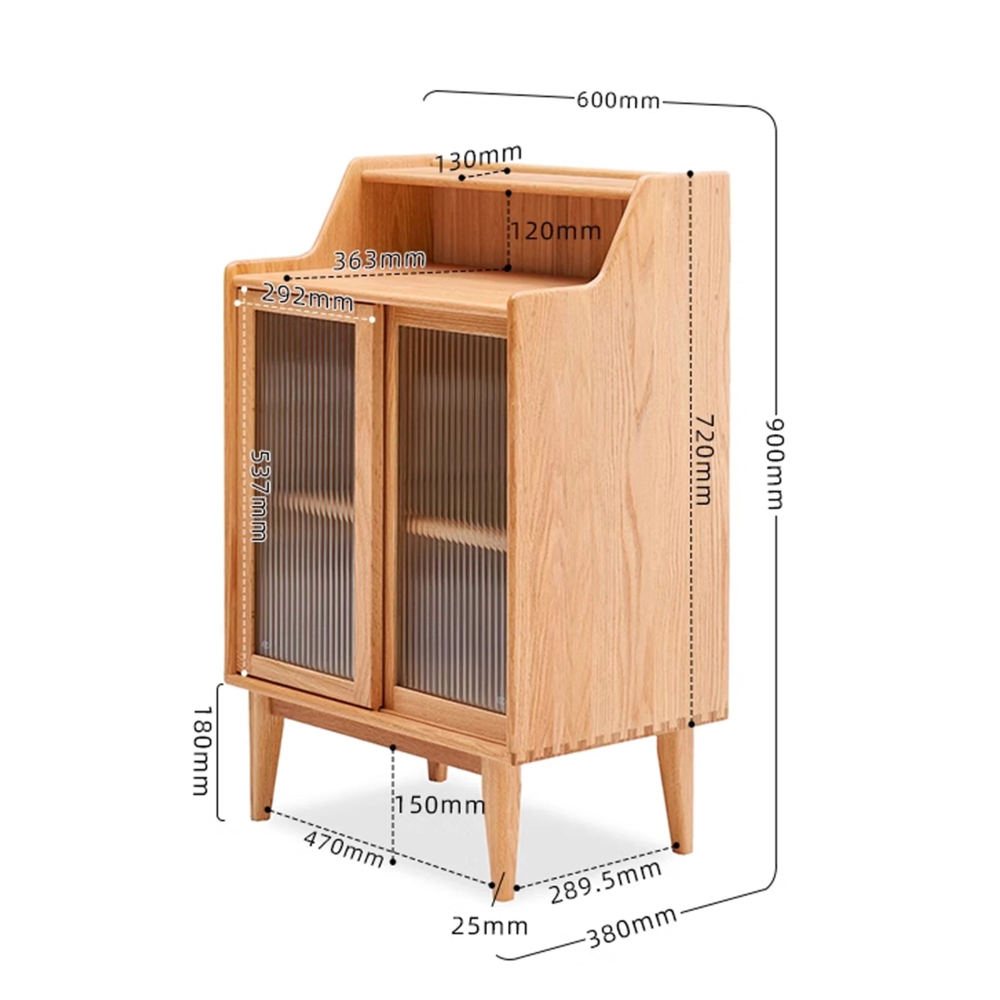 Solidwood Bailey Sideboard, 60x38x90CM, Natural Wood