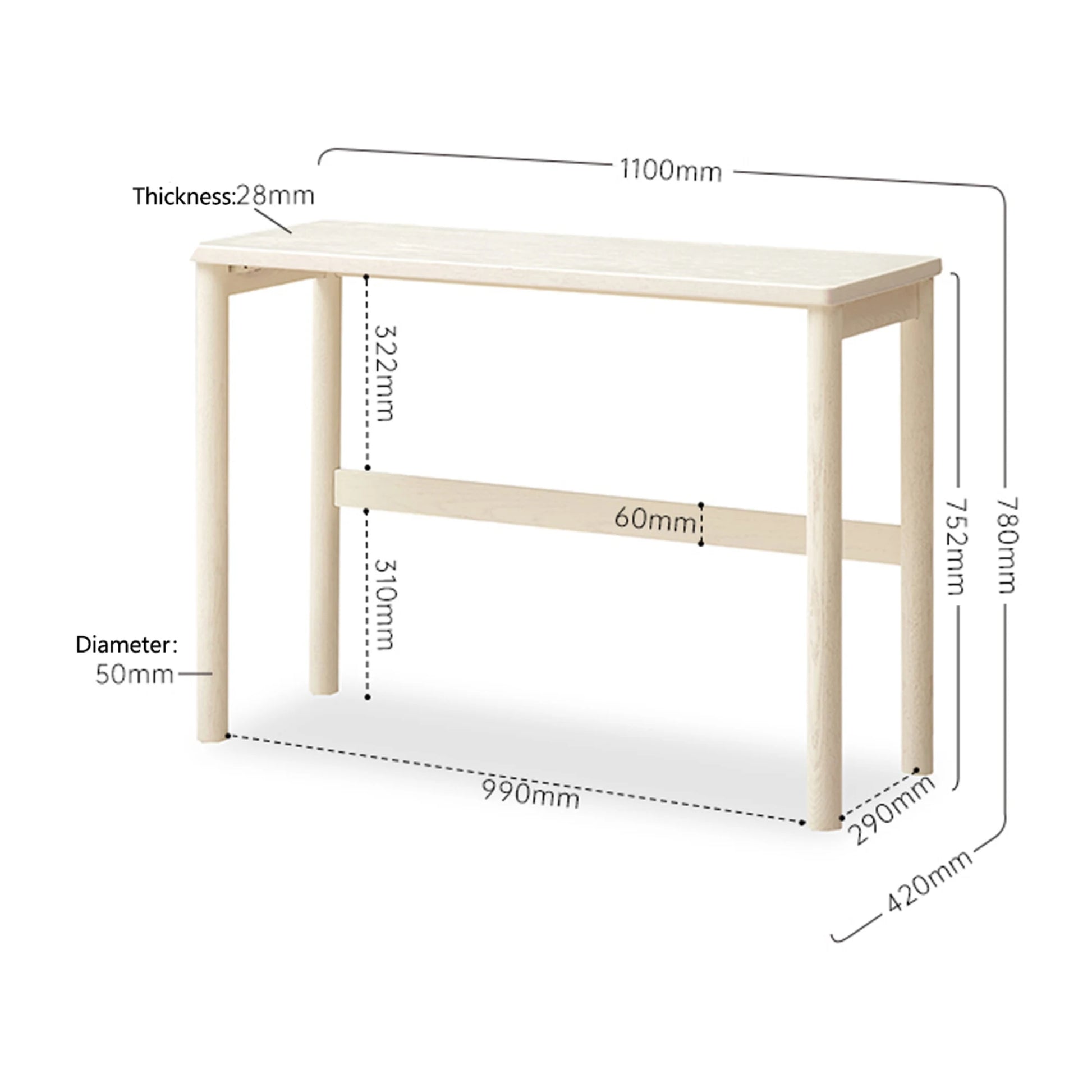 Solidwood Dolce Office Desk, Large