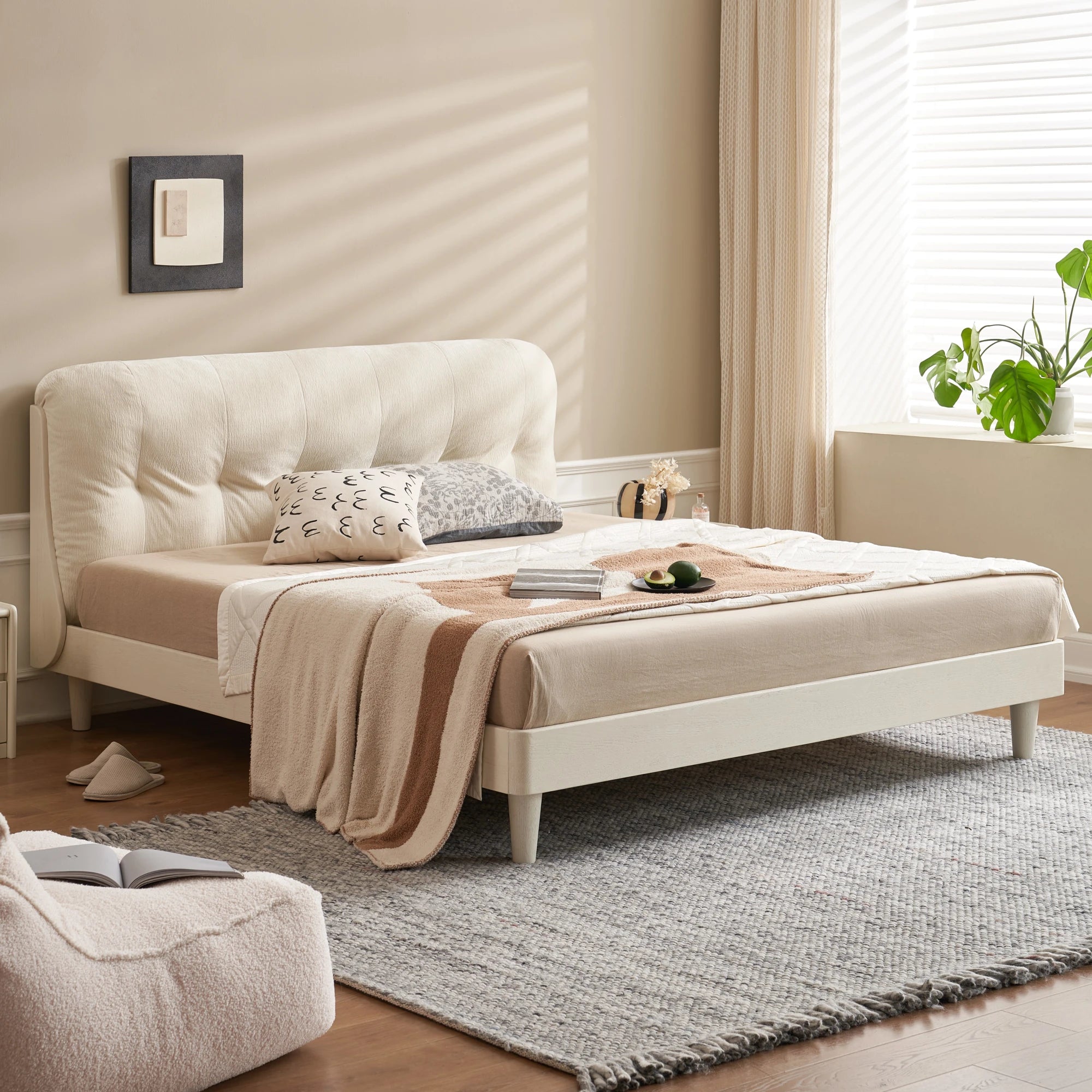 Solidwood Dolce Global Queen Bed Frame, Creamy White