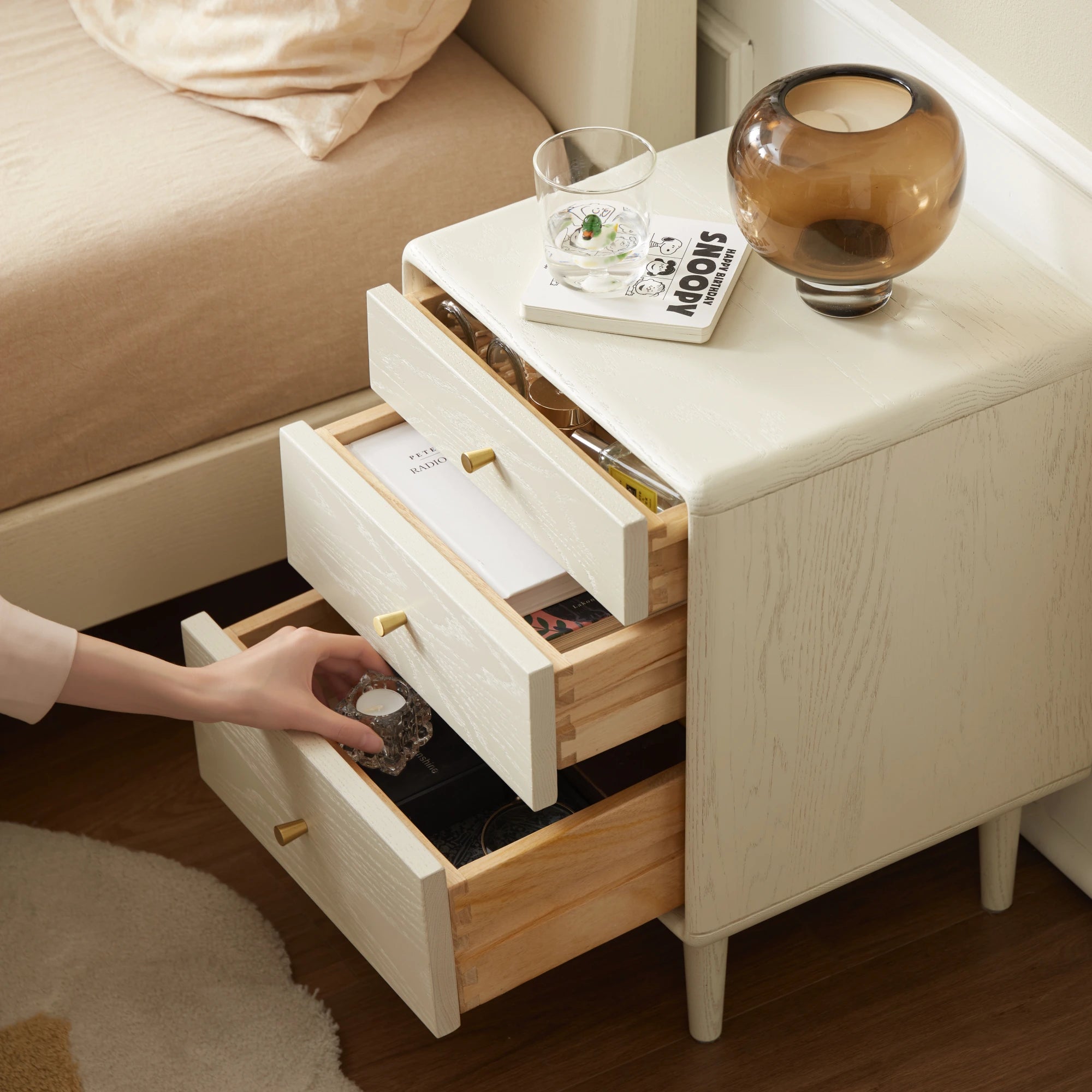 Solidwood Dolce 3-Drawer Bedside Table