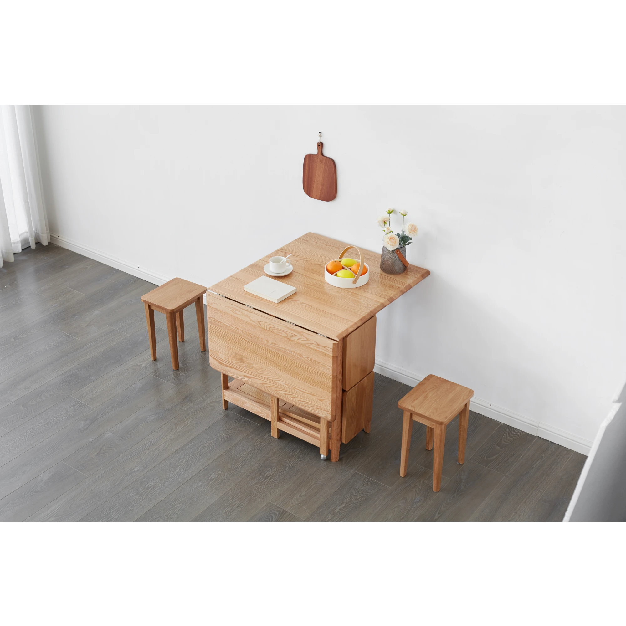 Solidwood Kano Foldable Dining Table with 2 Stools