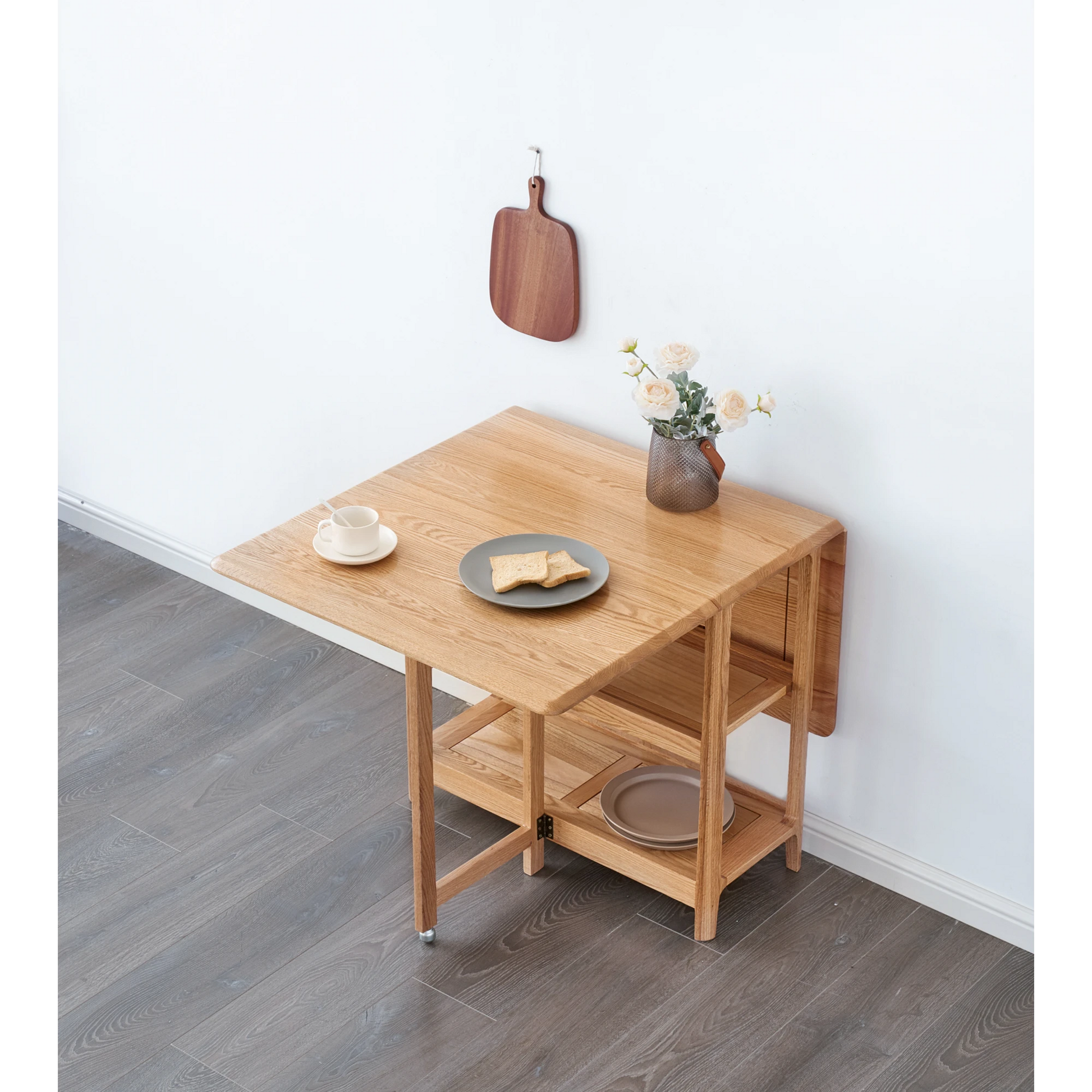 Solidwood Kano Foldable Dining Table with 2 Stools