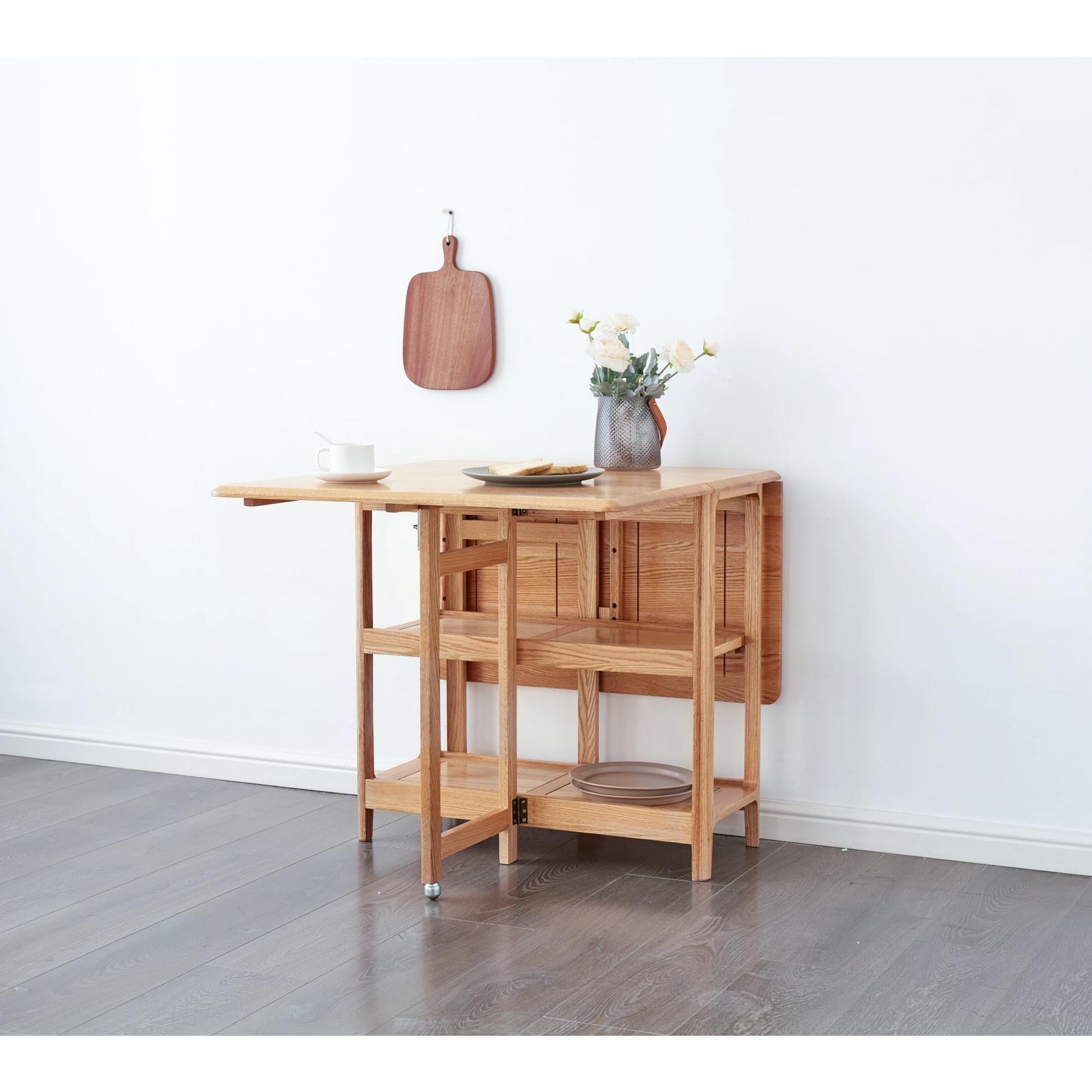 Solidwood Kano Foldable Dining Table with 2 Chairs and 2 Stools