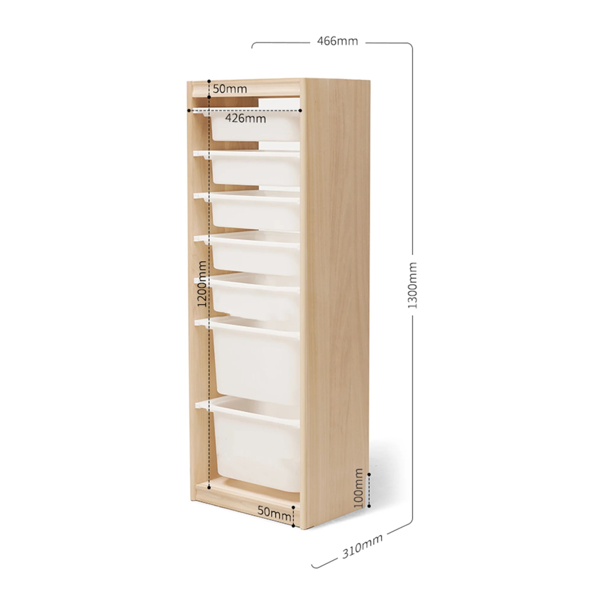 Solidwood Mio Kids Toy Storage Combination with 7 Boxes