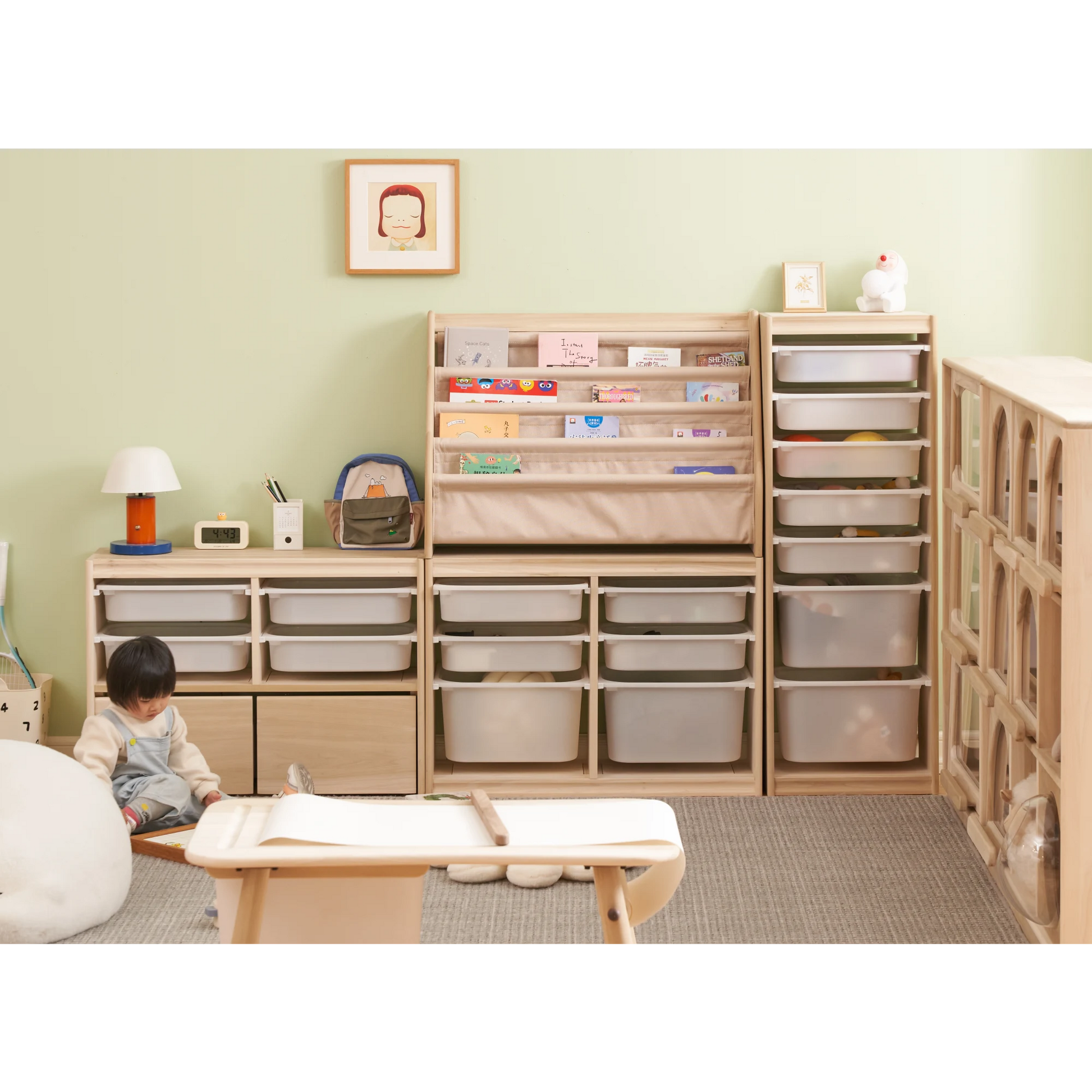 Solidwood Mio Kids Toy Storage Combination with 2 Drawers and 4 Boxes