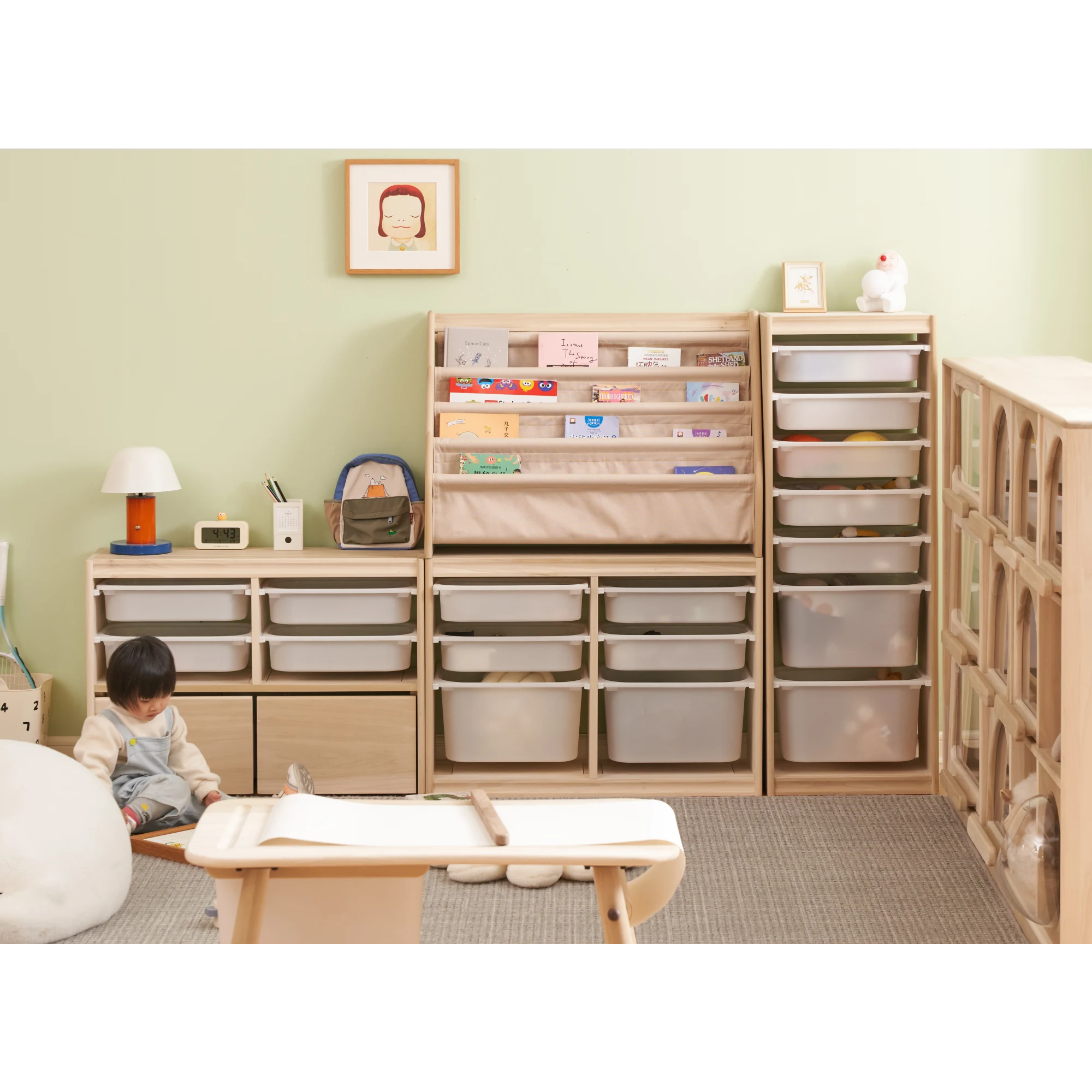 Solidwood Mio Kids Toy Storage Combination with 2 Drawers and 4 Boxes
