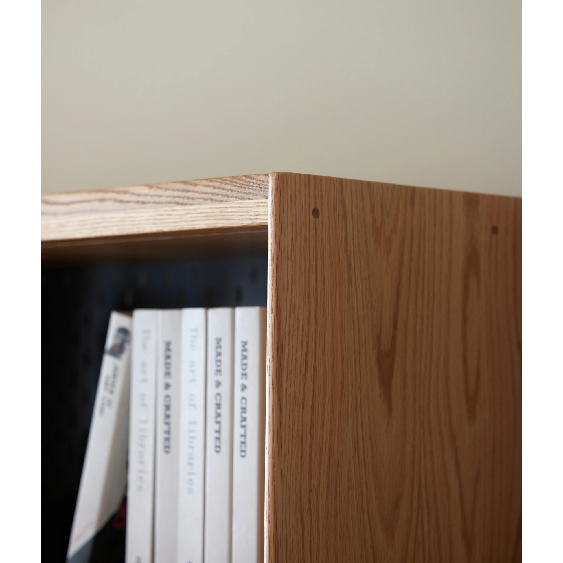 Solidwood Radiant Bookcase with Pegboard, Wide