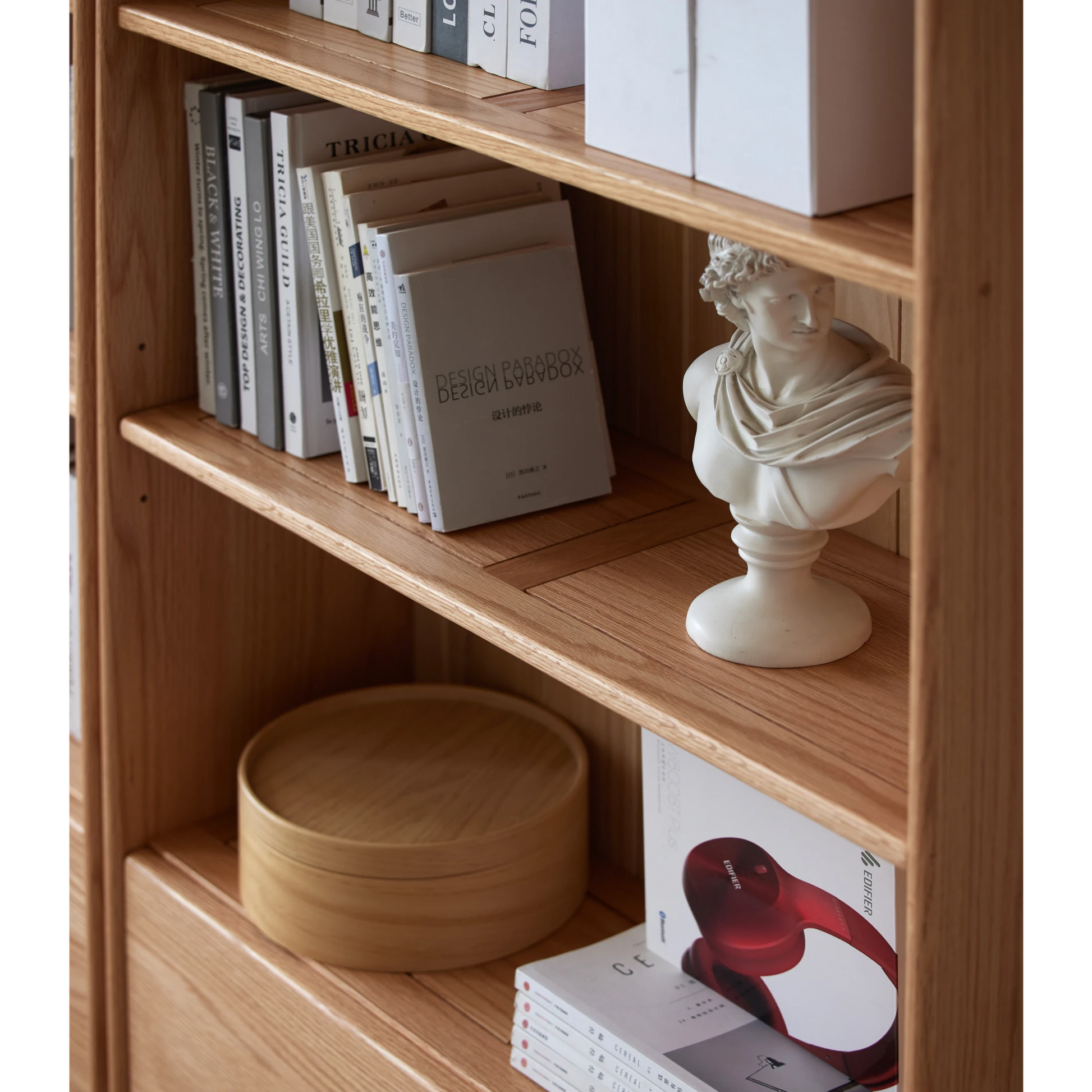 Solidwood Radiant Bookcase with Pegboard, Wide