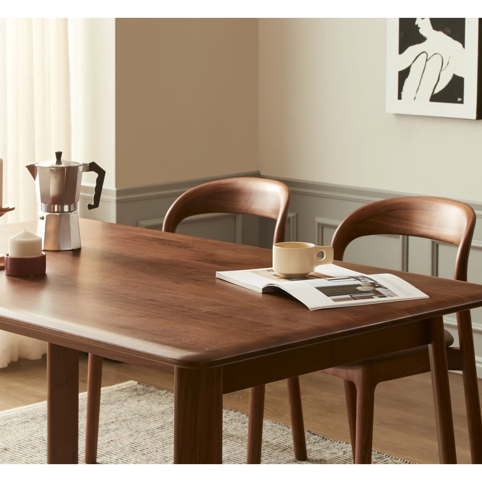 Solidwood Luxembourg Dining Table, Dark Wood