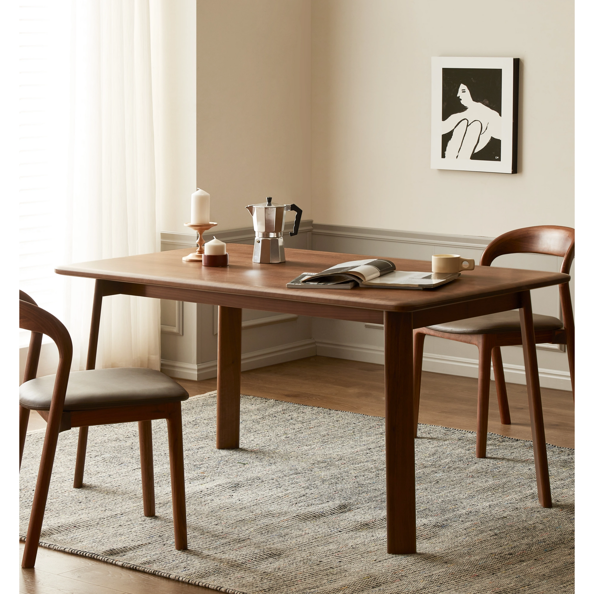 Solidwood Luxembourg Dining Table, Dark Wood