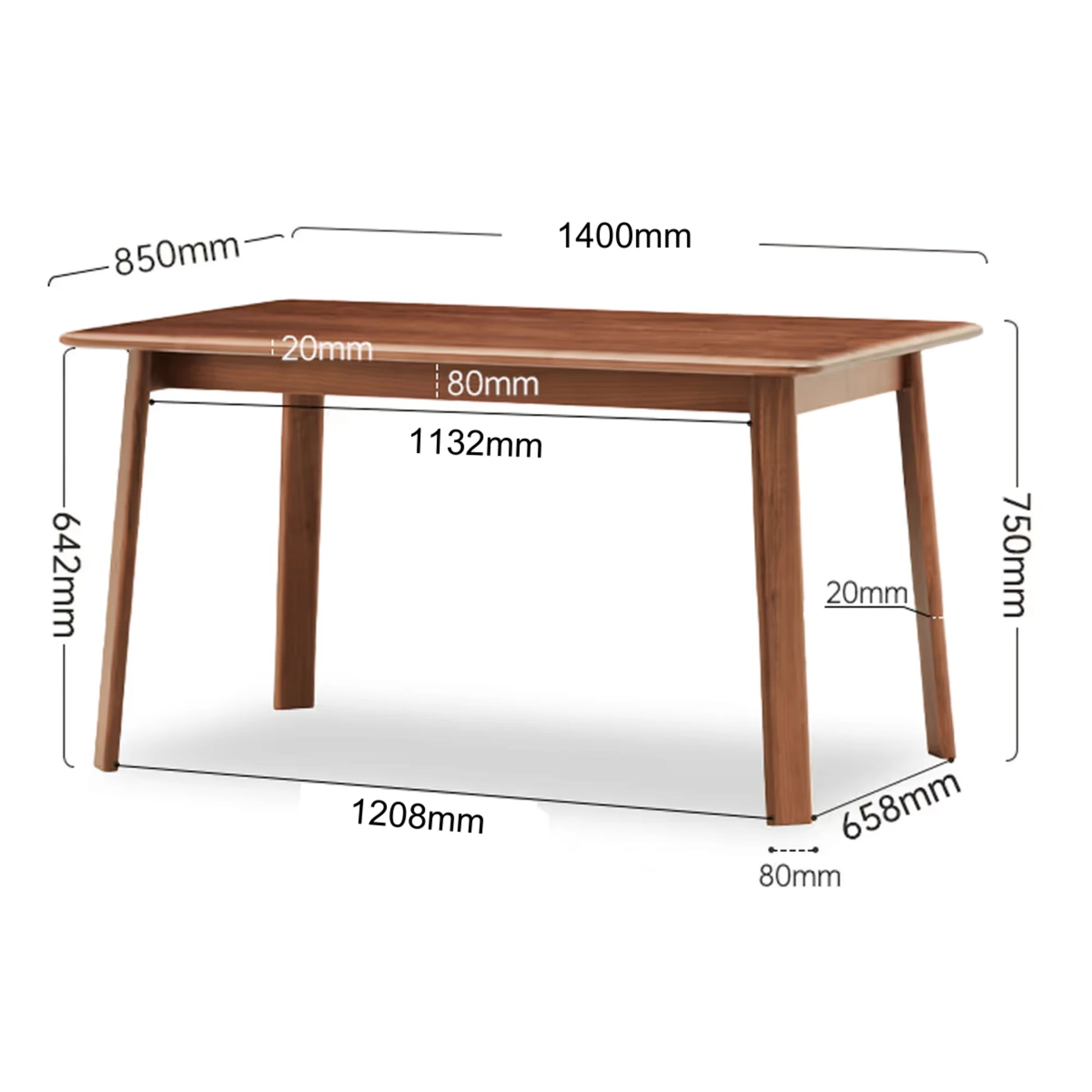 Solidwood Luxembourg Dining Table, Dark Wood