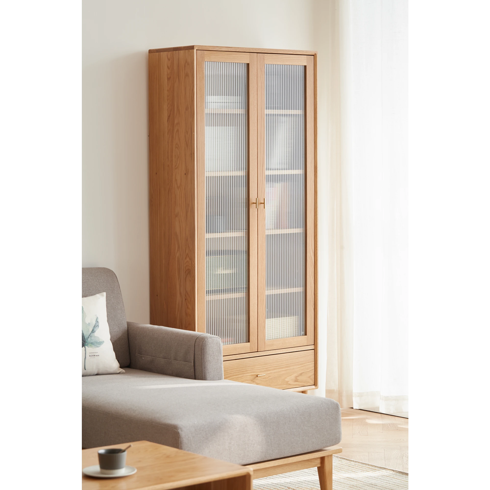Solidwood Seattle Bookcase with Doors, 190cm