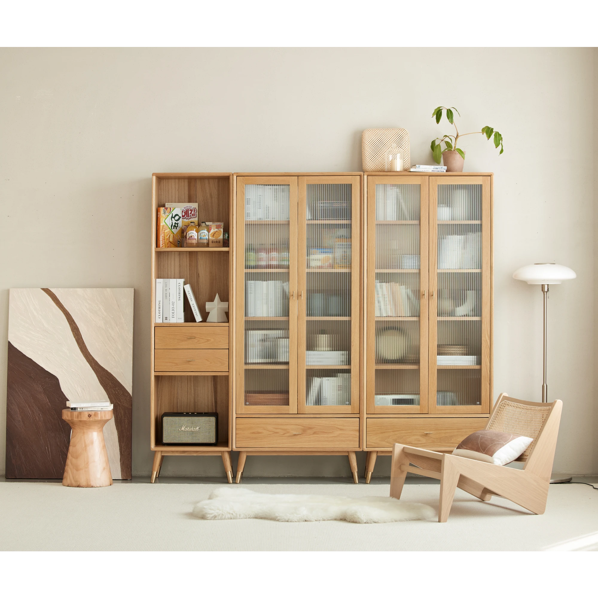 Solidwood Seattle Bookcase with Doors, 190cm