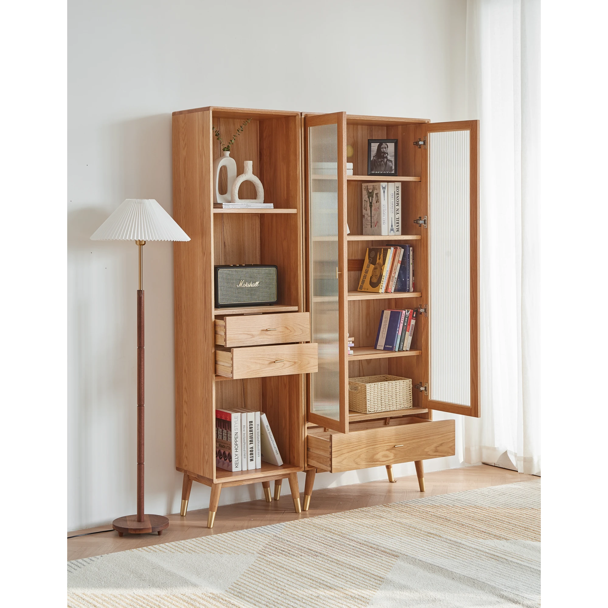 Solidwood Seattle Bookcase with Doors, 190cm