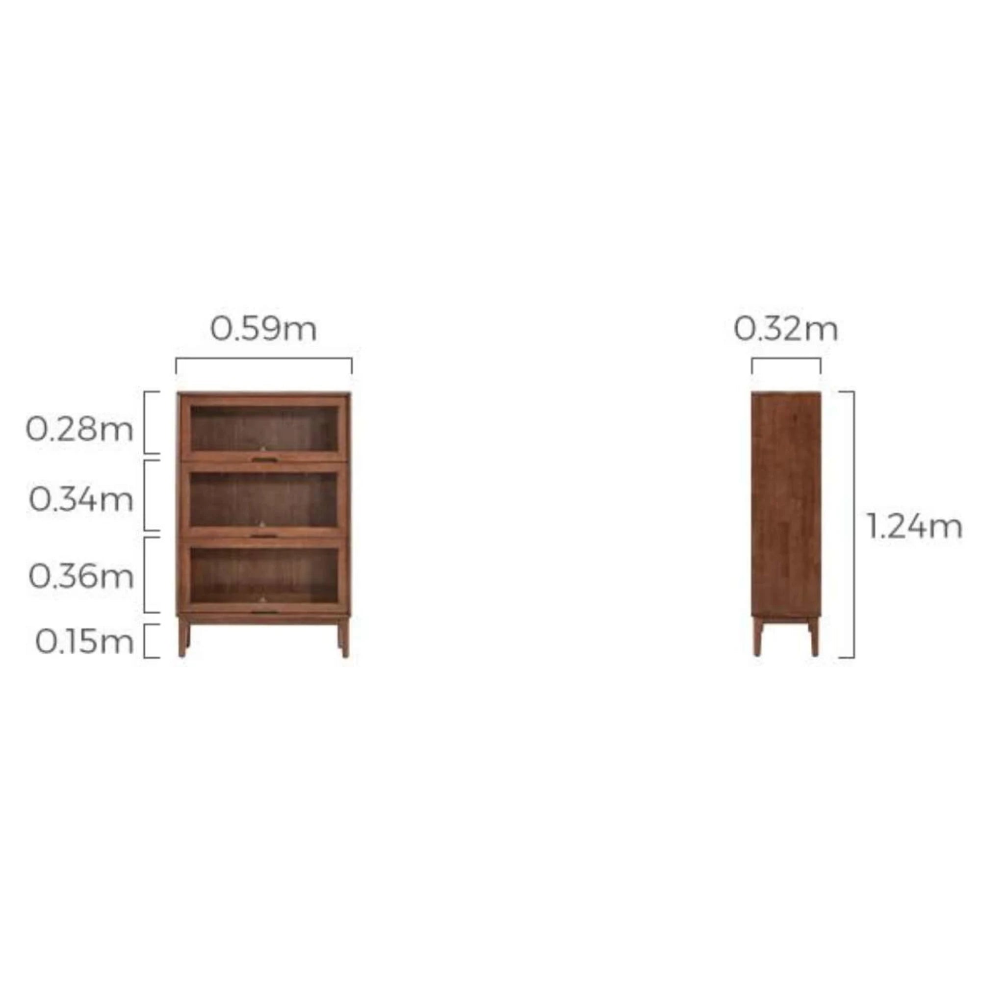 Linspire Cocoa Bookcase with Glass Door, W60cm, 3-Tier