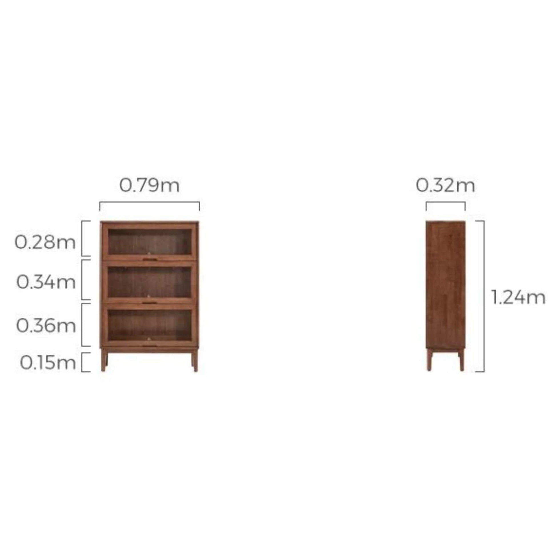 Linspire Cocoa Bookcase with Glass Door 80cm, 3-Tier