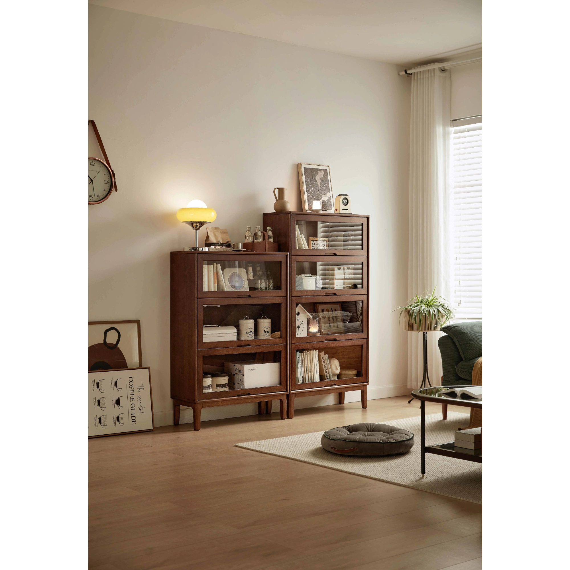 Linspire Cocoa Bookcase with Glass Door 60cm, 4-Tier