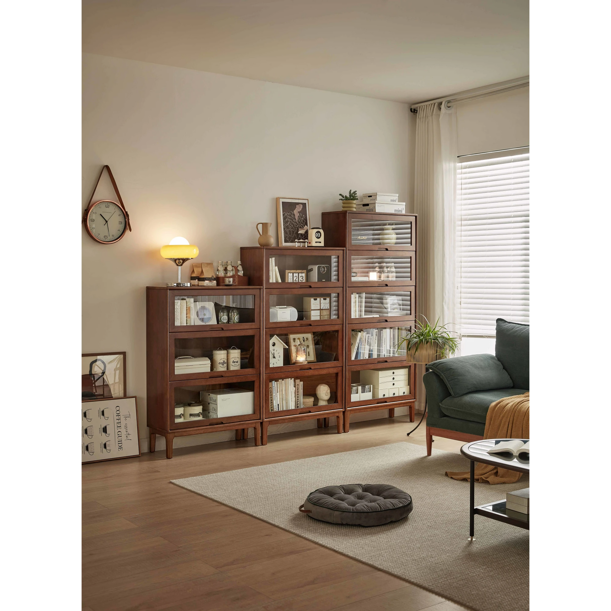 Linspire Cocoa Bookcase with Glass Door 60cm, 4-Tier