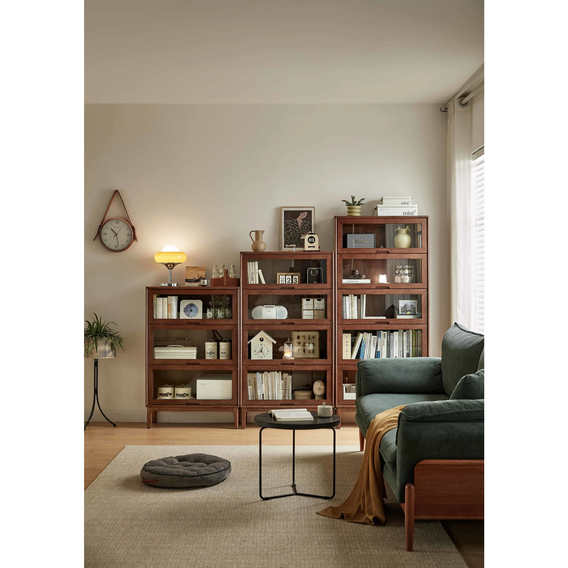 Linspire Cocoa Bookcase with Glass Door 60cm, 4-Tier