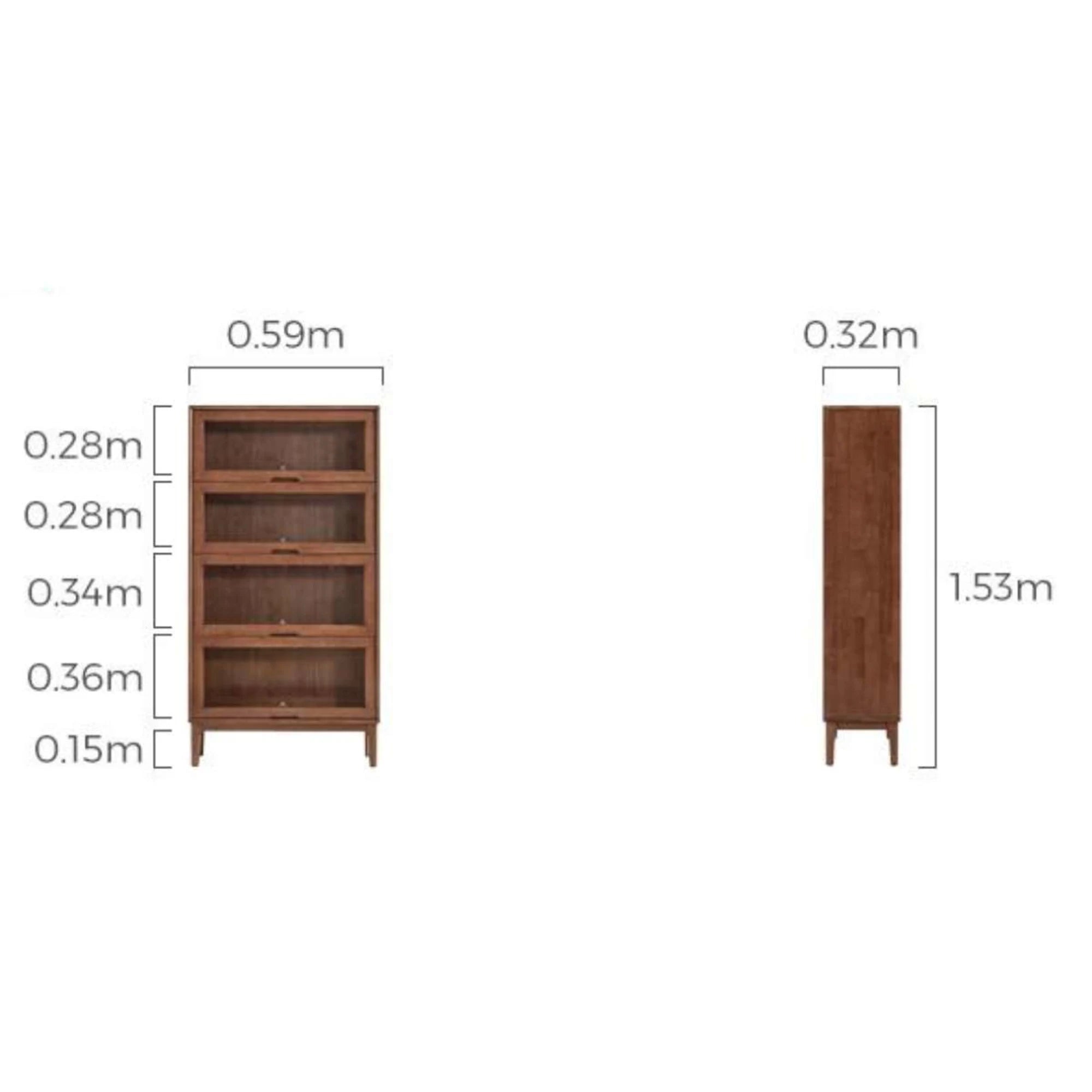 Linspire Cocoa Bookcase with Glass Door, W60cm, 4-Tier