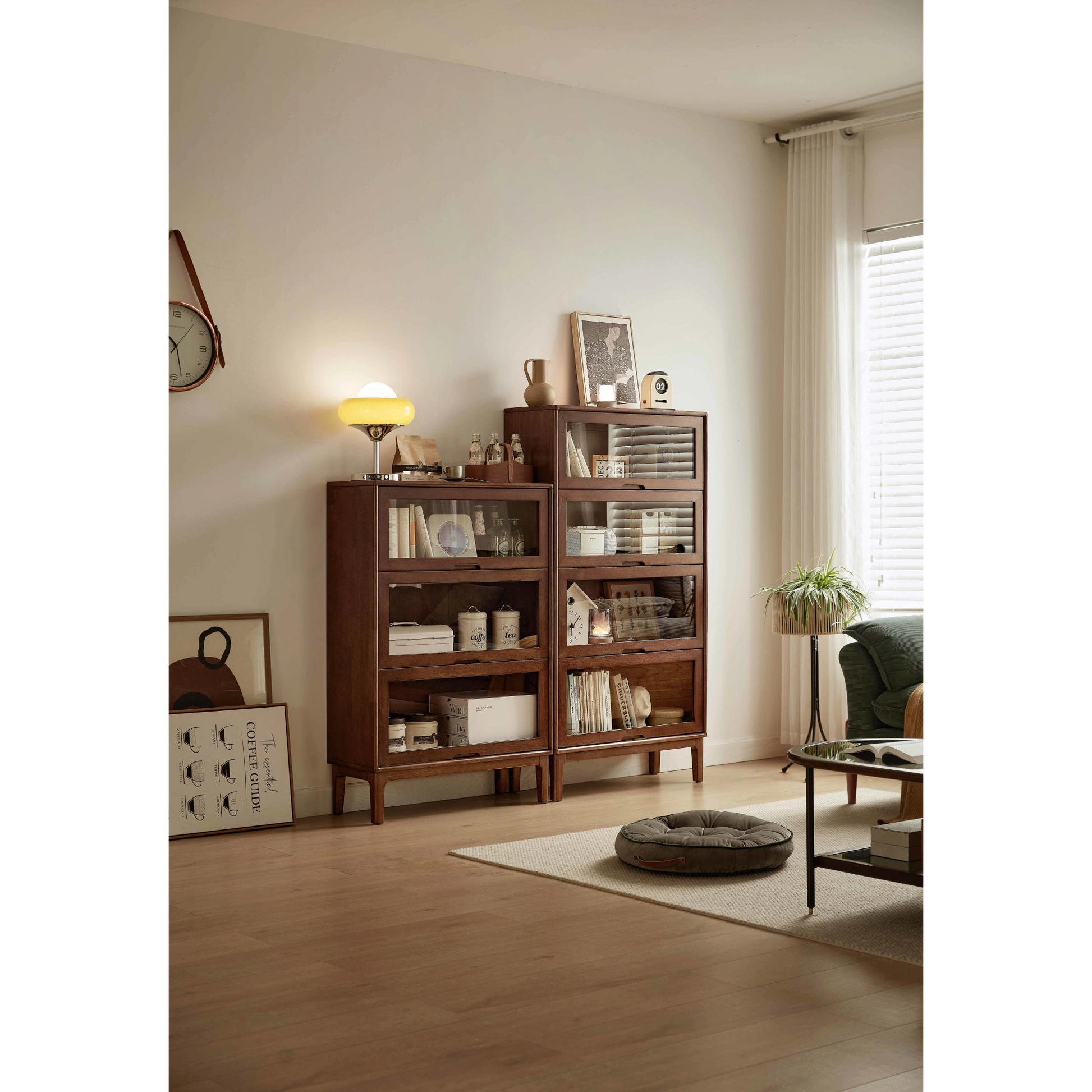 Linspire Cocoa Bookcase with Glass Door 60cm, 5-Tier