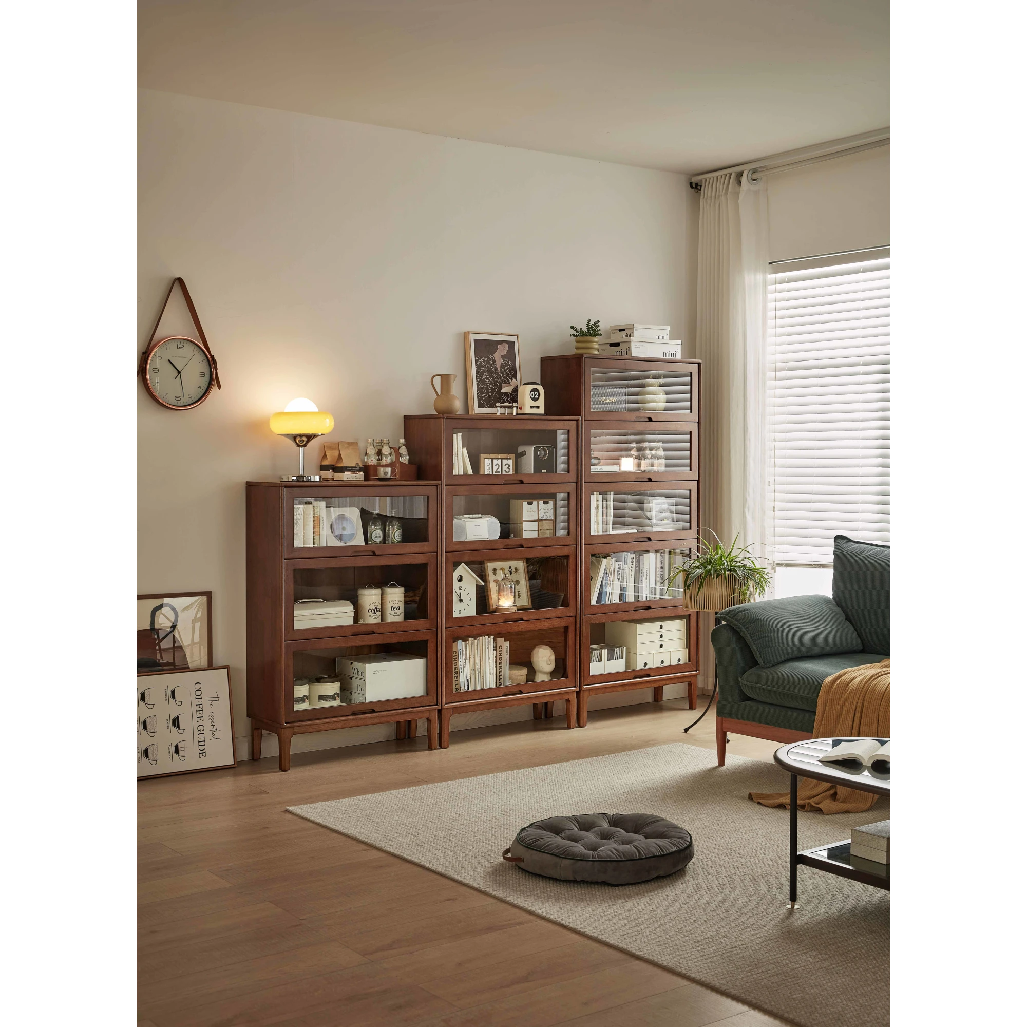 Linspire Cocoa Bookcase with Glass Door 80cm, 5-Tier