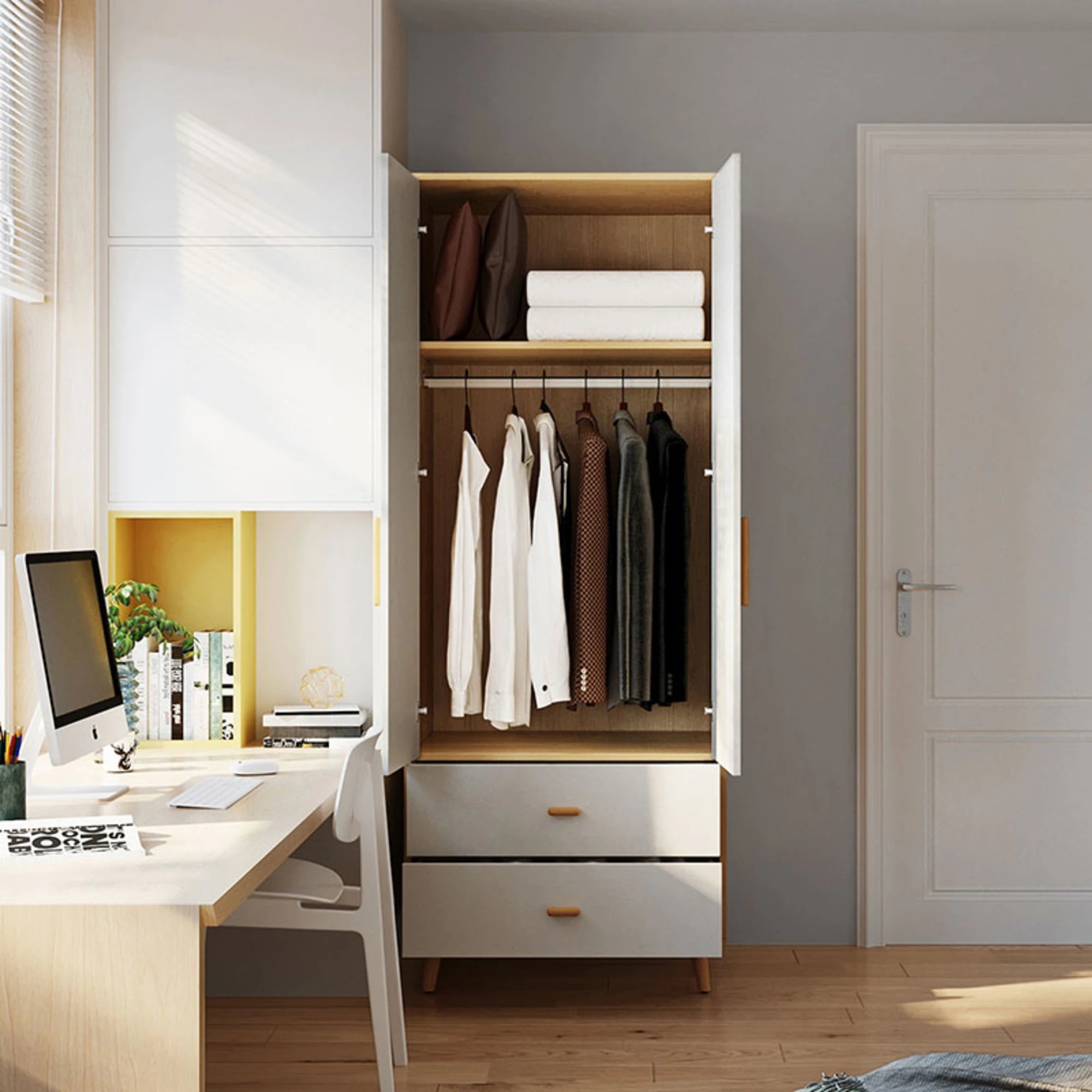Linspire Fresko Wardrobes with 2 Doors + 2 Drawers, 60cm