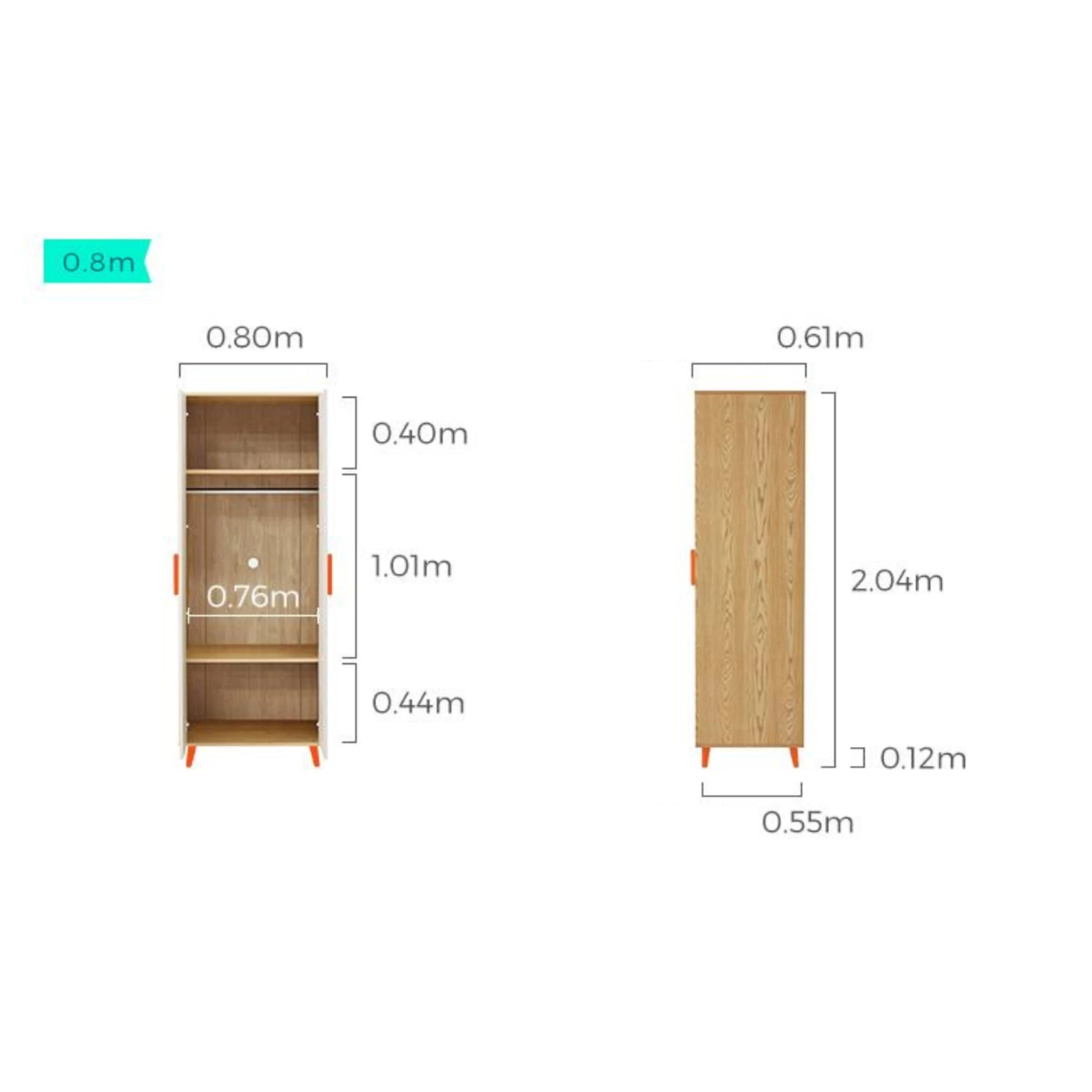 Linspire Fresko Wardrobes with 2 Doors, 80cm