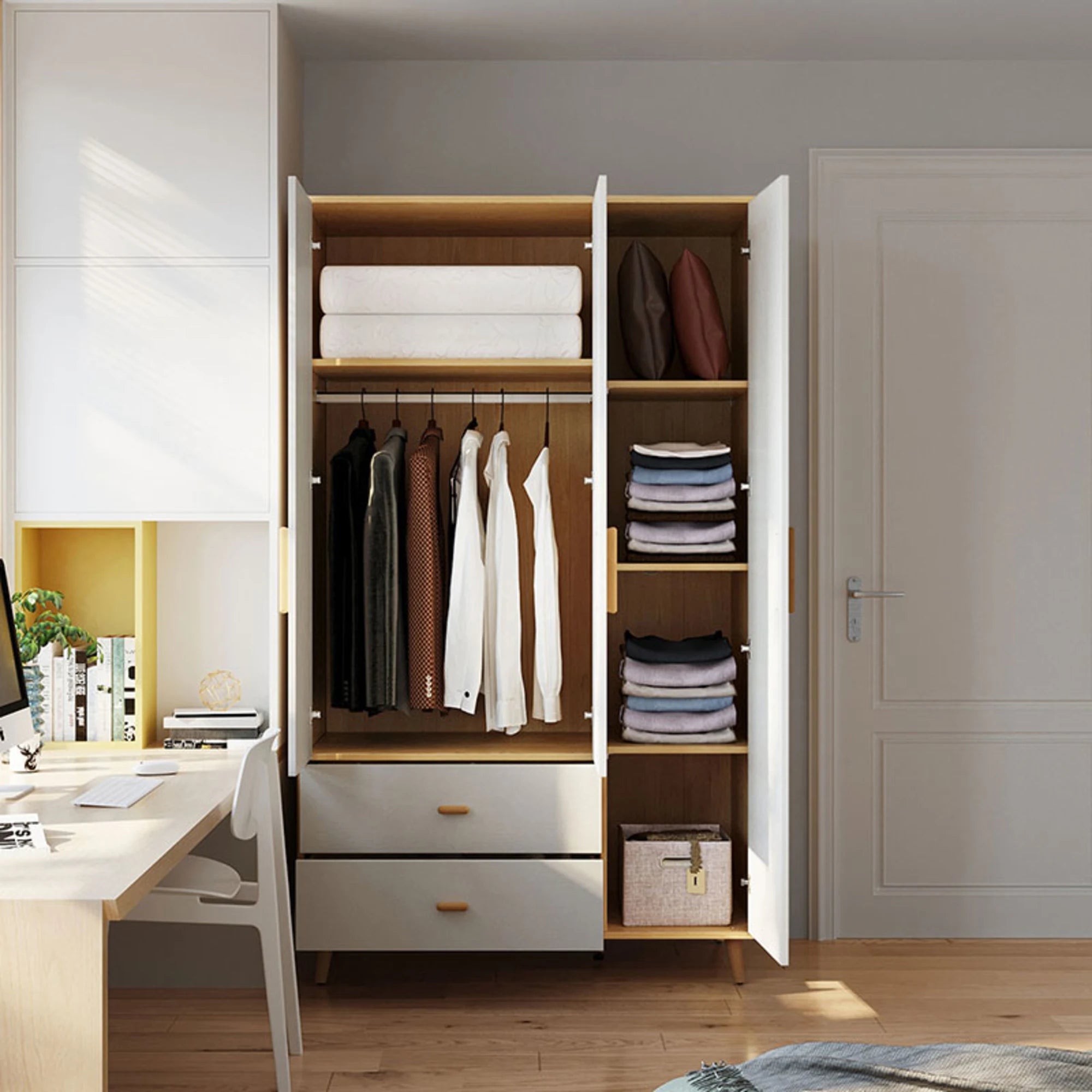Linspire Fresko Wardrobes with 3 Doors + 2 Drawers, 120cm