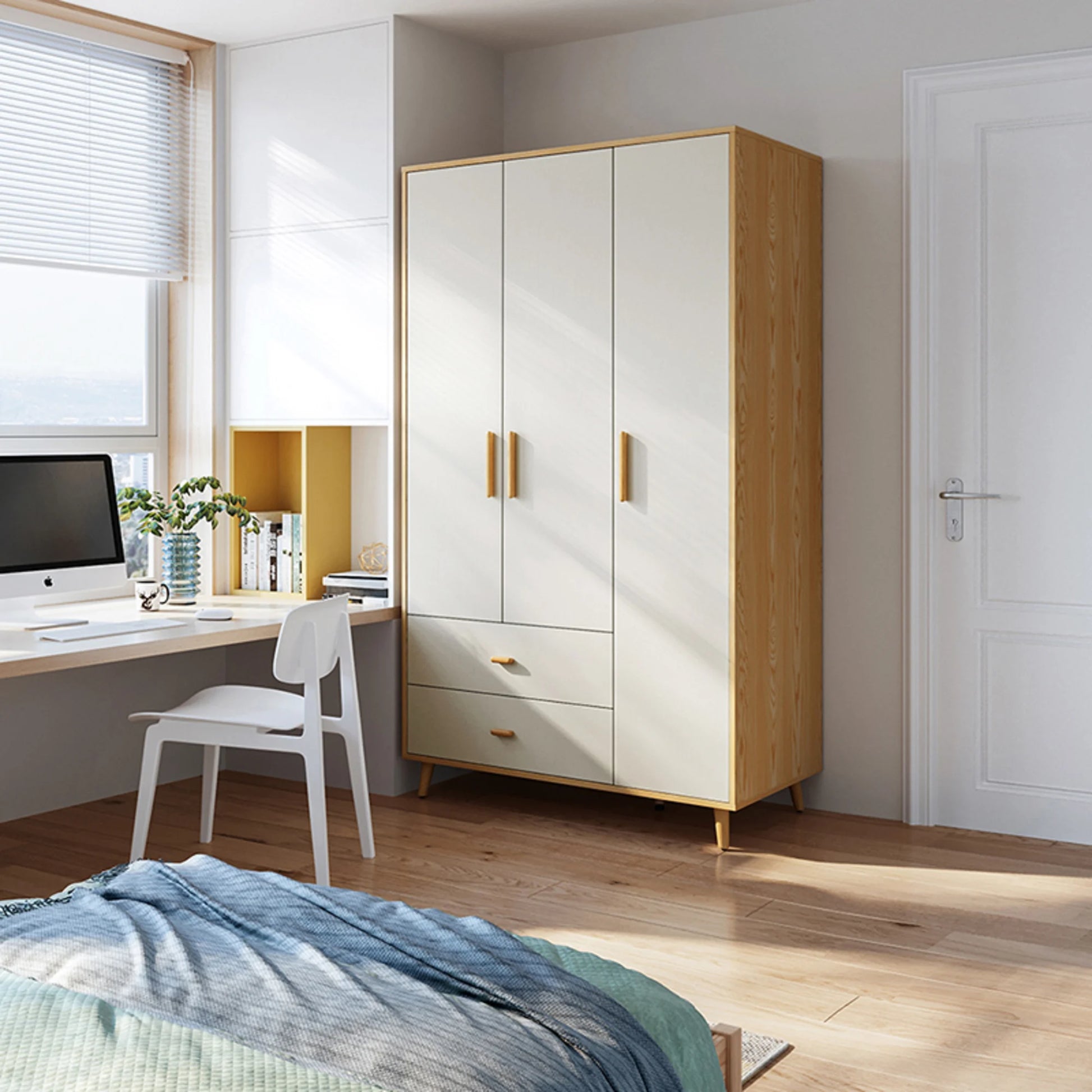 Linspire Fresko Wardrobes with 3 Doors + 2 Drawers, 120cm