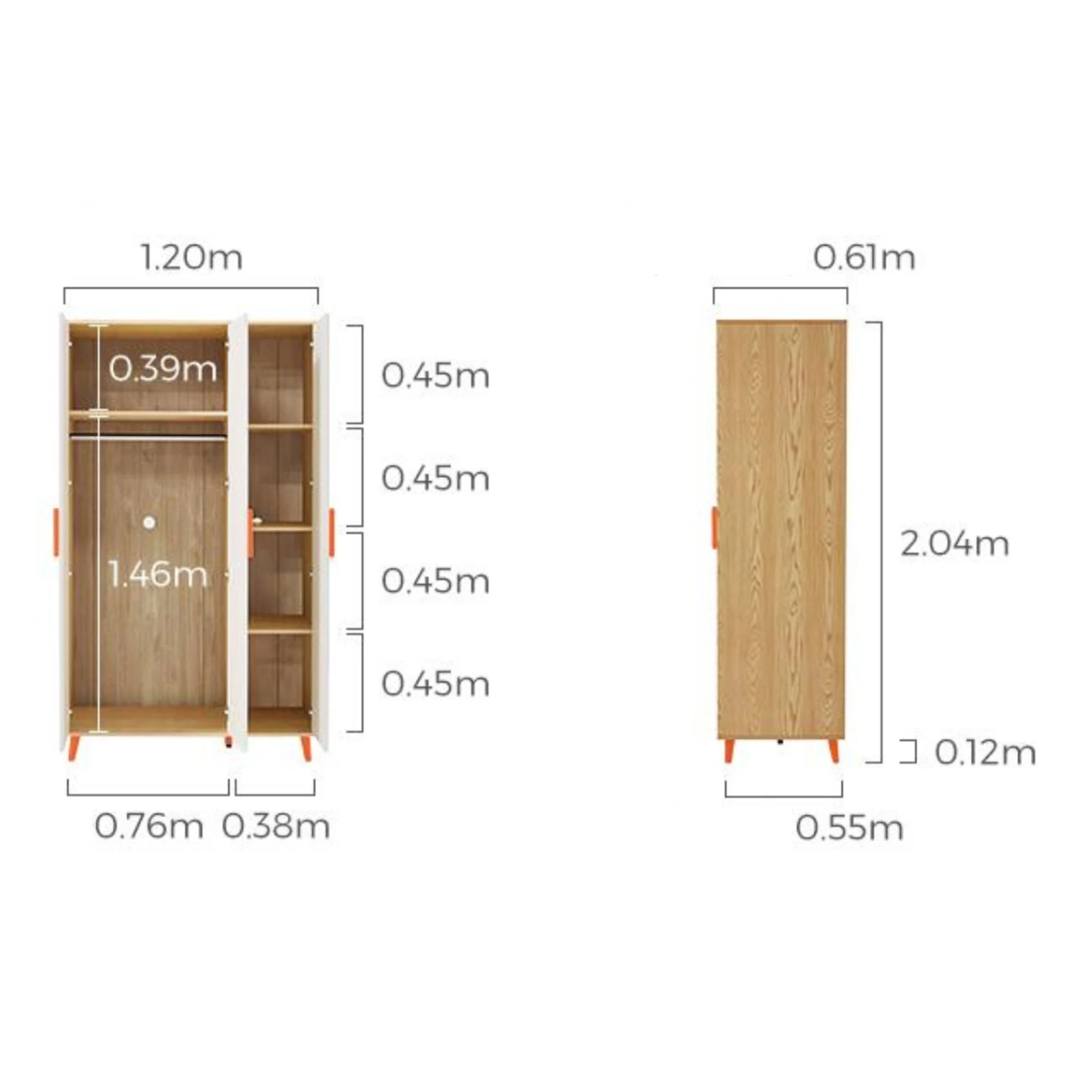 Linspire Fresko Wardrobes with 3 Doors, 120cm