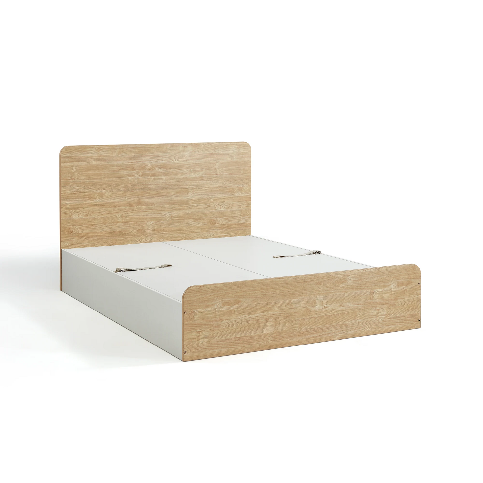 Linspire Juniper Bed Frame With Underbed Storage, Natural Wood, White