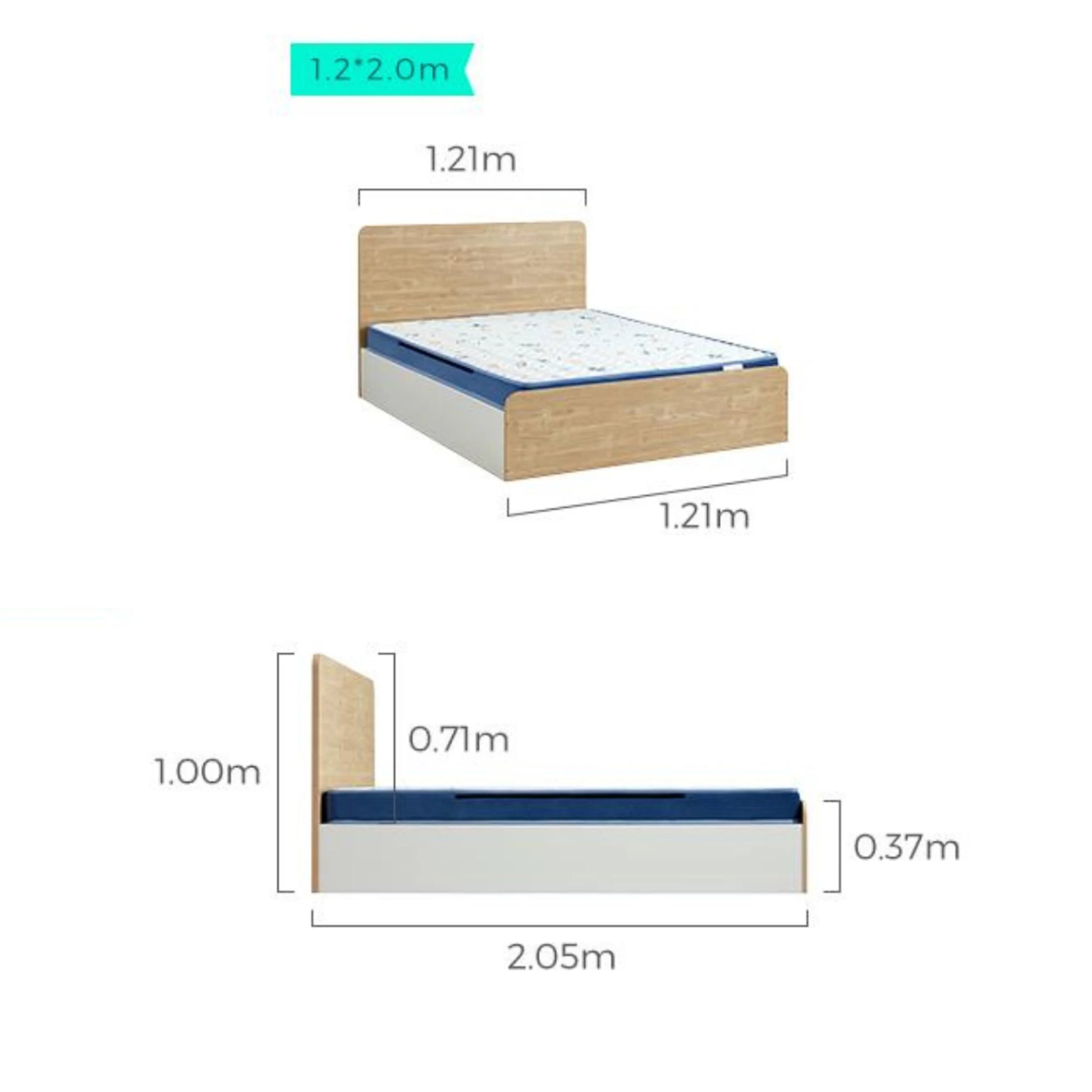 Linspire Juniper Bed Frame With Underbed Storage, Natural Wood, White