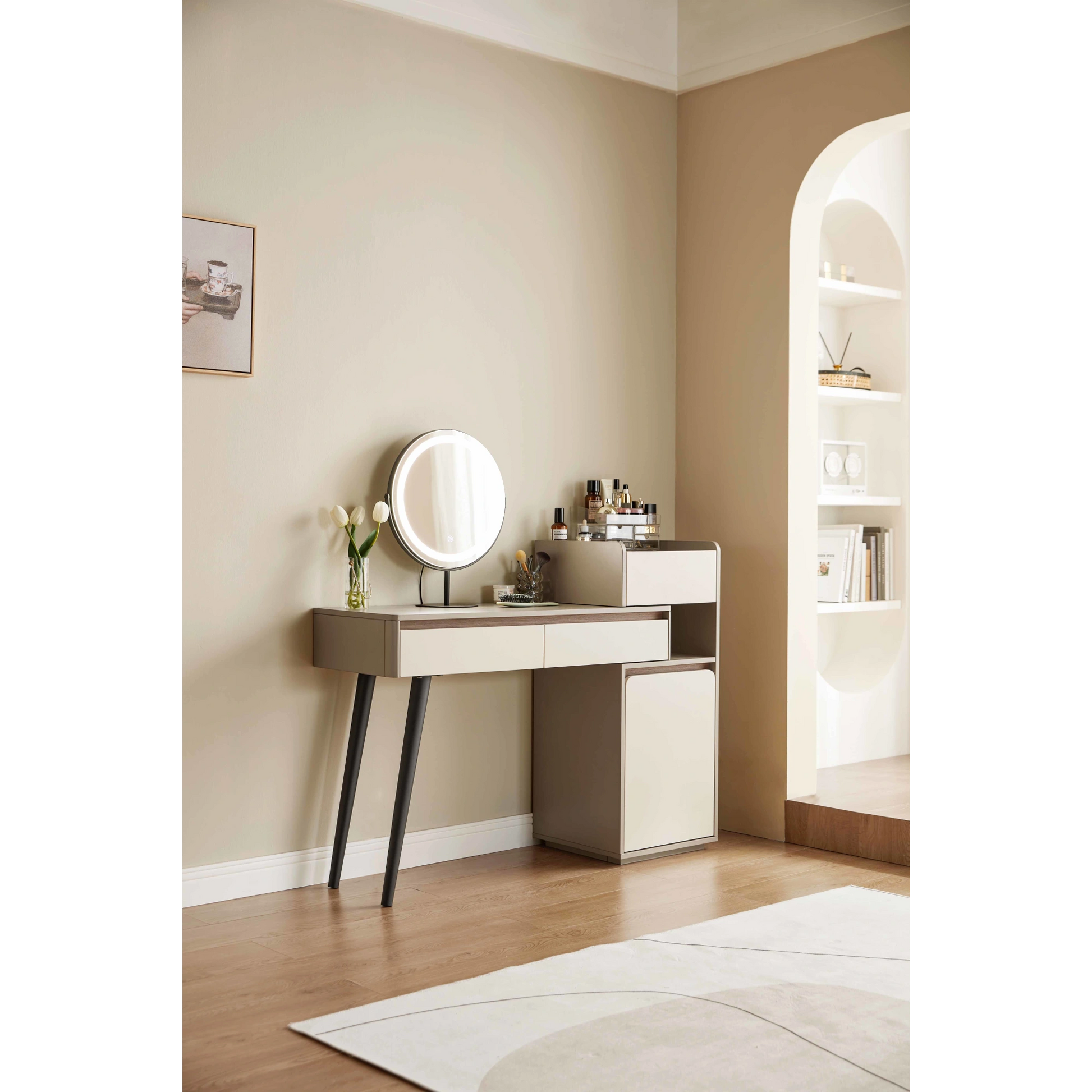 Linspire Rena Extendable Dressing Table with Storage Cabinet