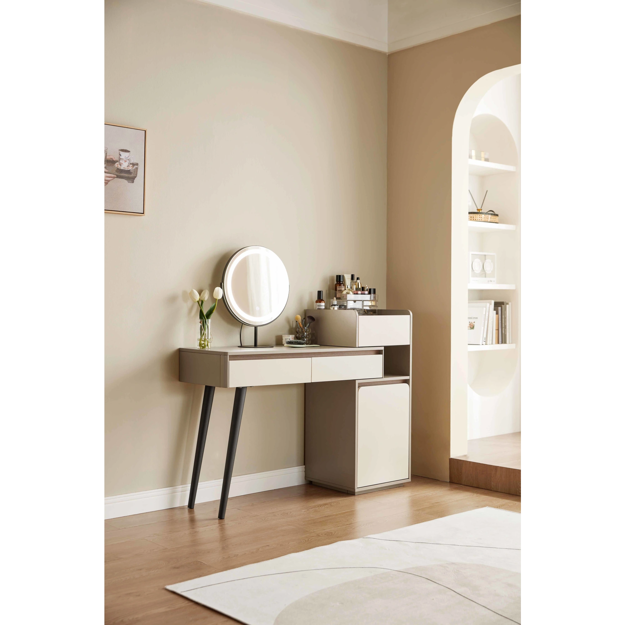 Linspire Rena Extendable Dressing Table with Storage Cabinet