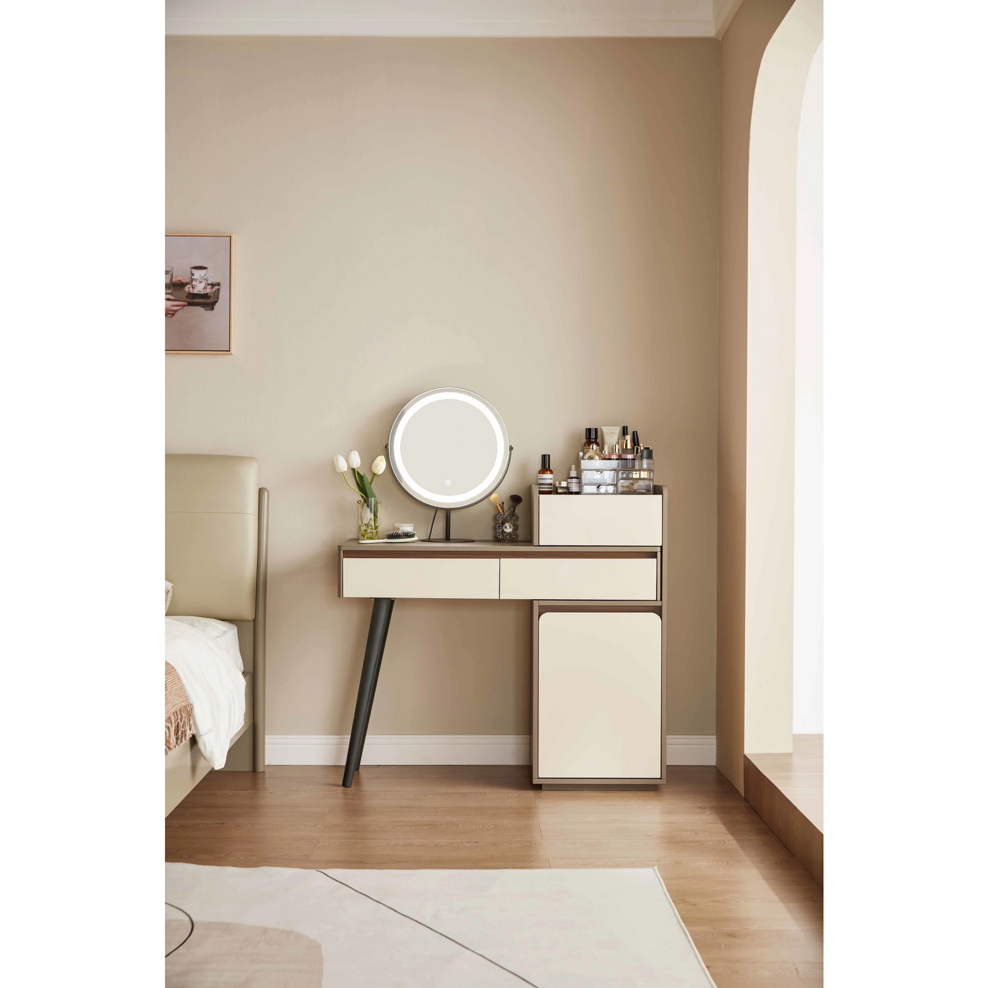 Linspire Rena Extendable Dressing Table with Storage Cabinet