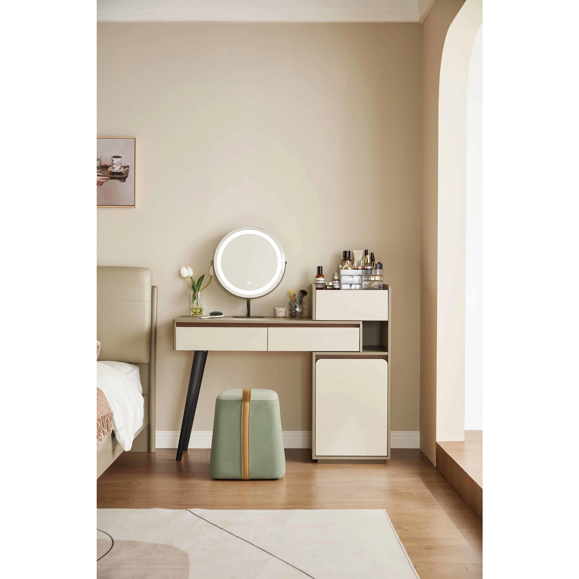 Linspire Rena Extendable Dressing Table with Storage Cabinet