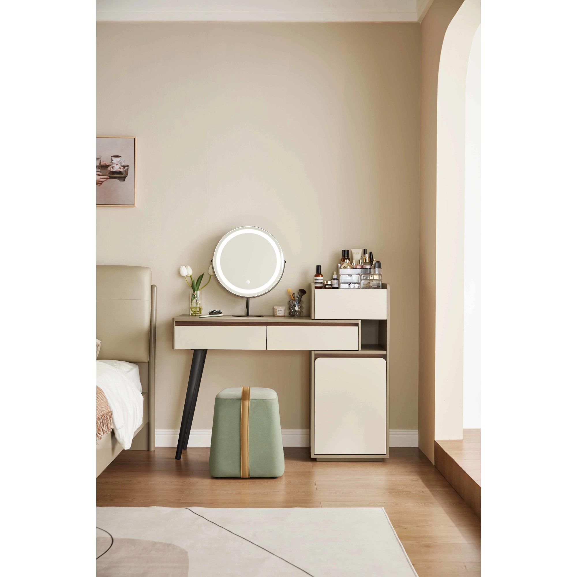 Linspire Rena Extendable Dressing Table with Storage Cabinet