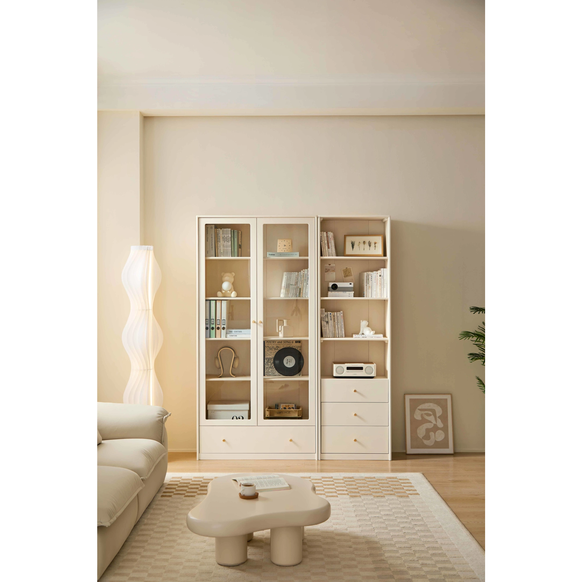 Linspire Ventus Bookcase with Storage Drawers, Off-White