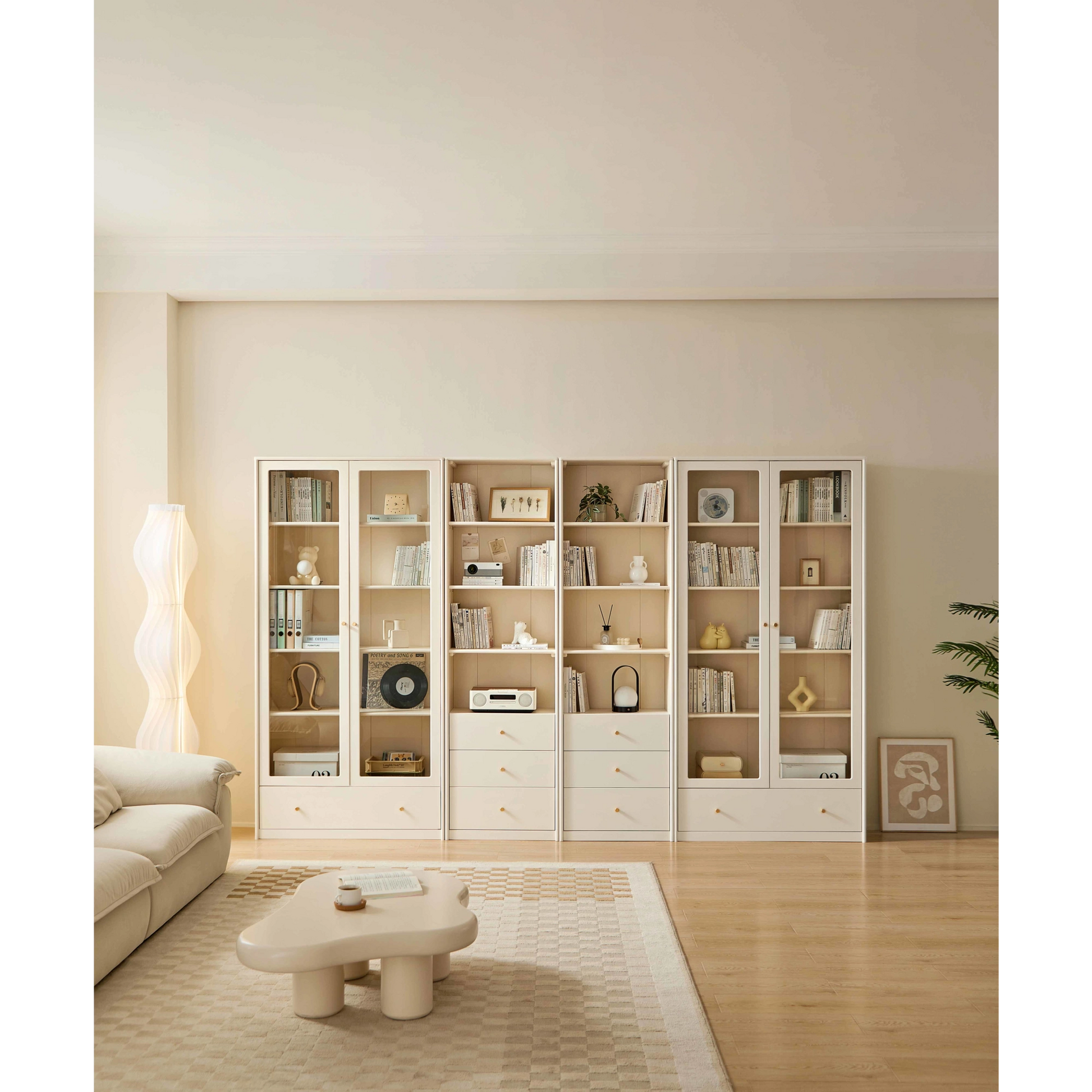 Linspire Ventus Bookcase with Storage Drawers, Off-White