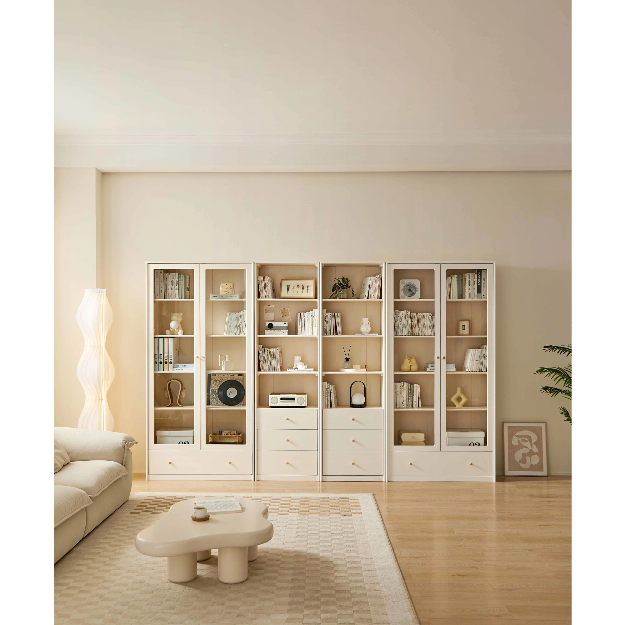 Linspire Ventus Bookcase with Storage Drawers, Off-White