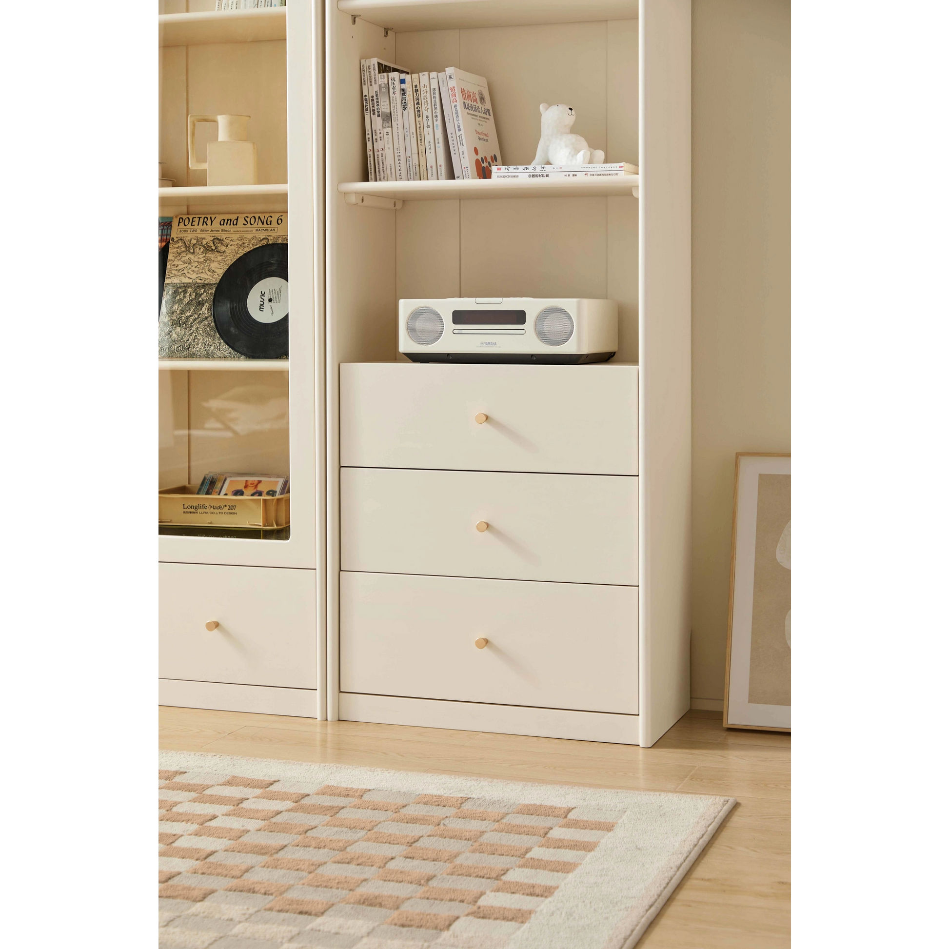 Linspire Ventus Bookcase with Storage Drawers, Off-White