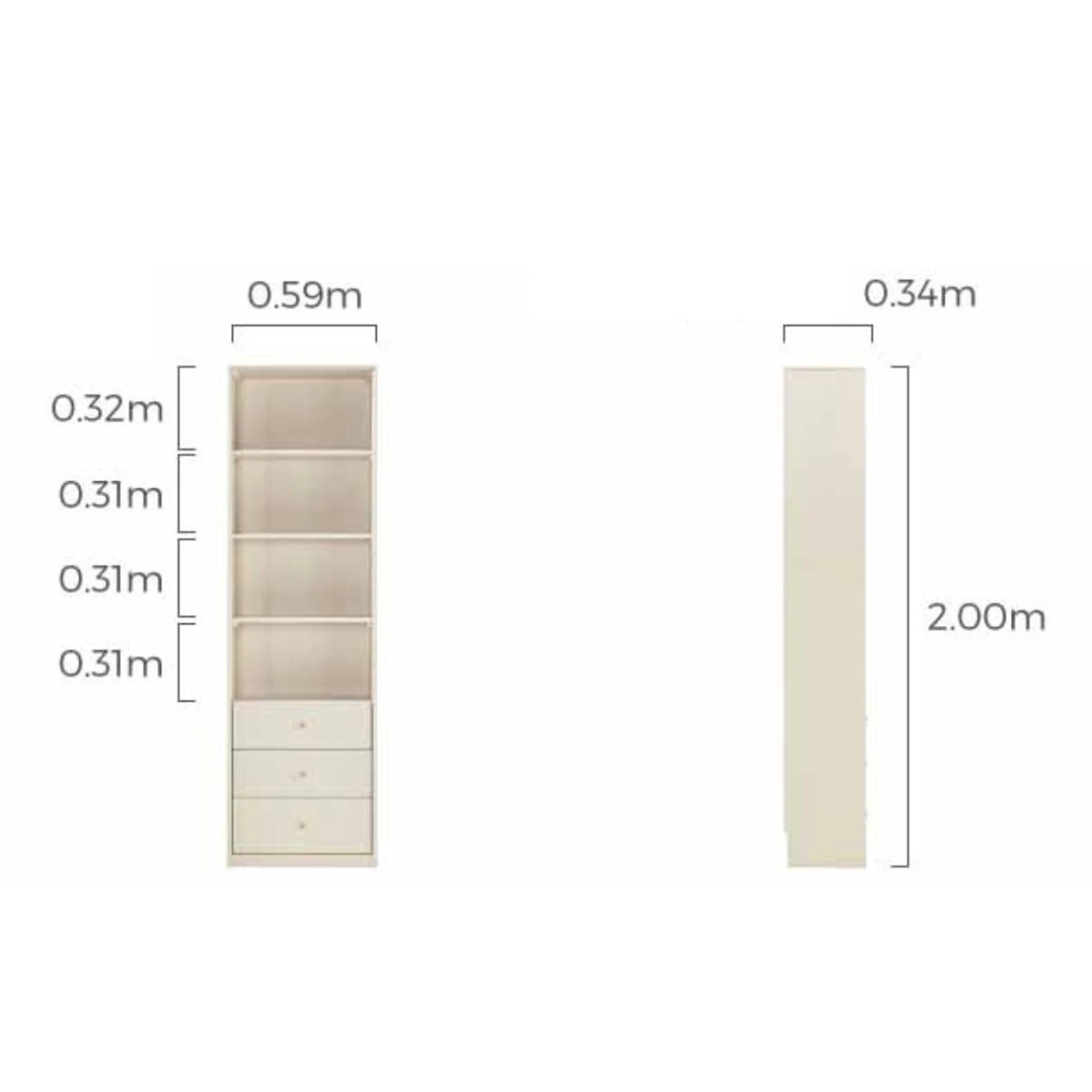 Linspire Ventus Bookcase with Storage Drawers, Off-White