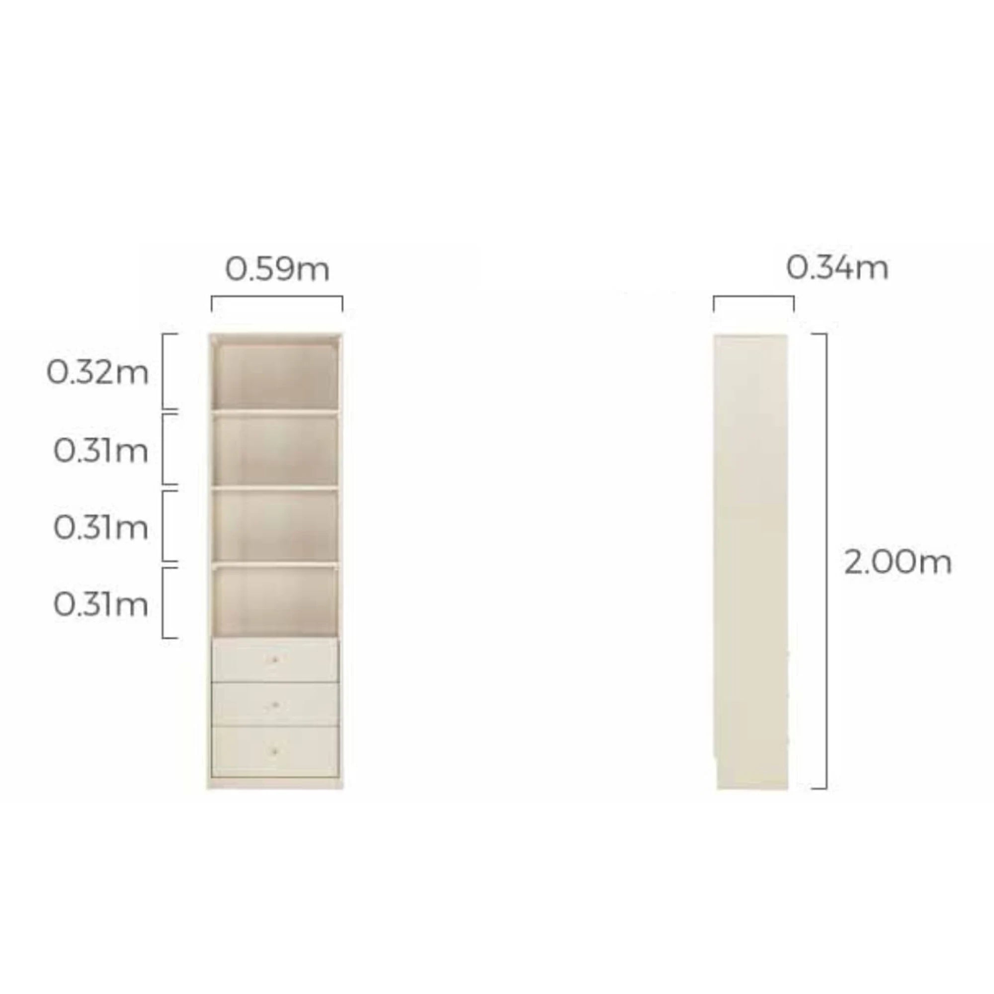 Linspire Ventus Bookcase with Storage Drawers, Off-White