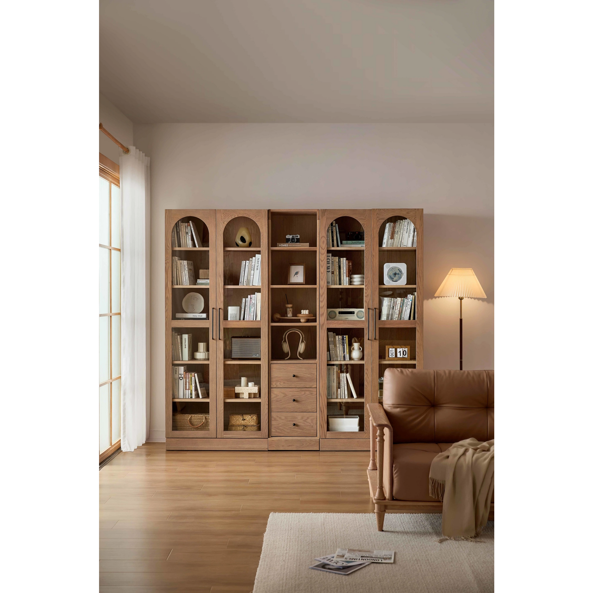 Linspire Ventus Display Cabinet with Glass Door, Beaver