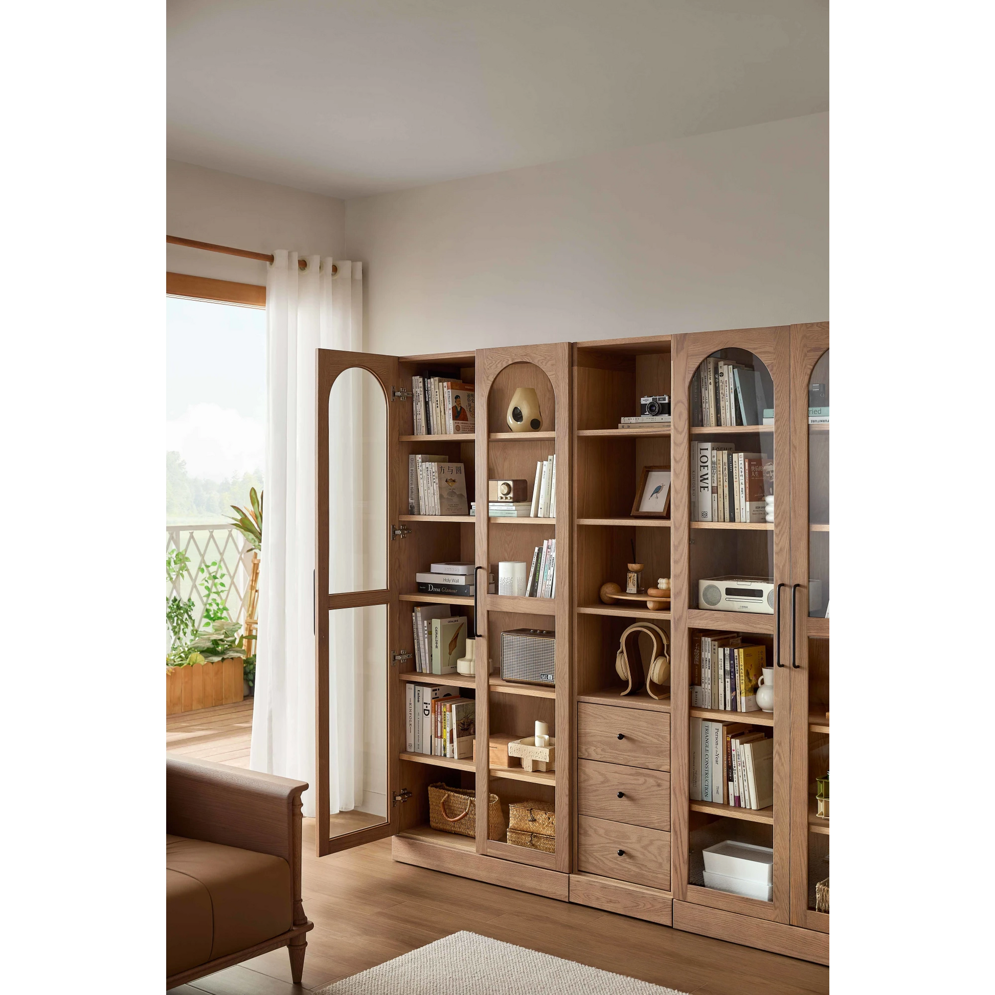 Linspire Ventus Display Cabinet with Glass Door, Beaver