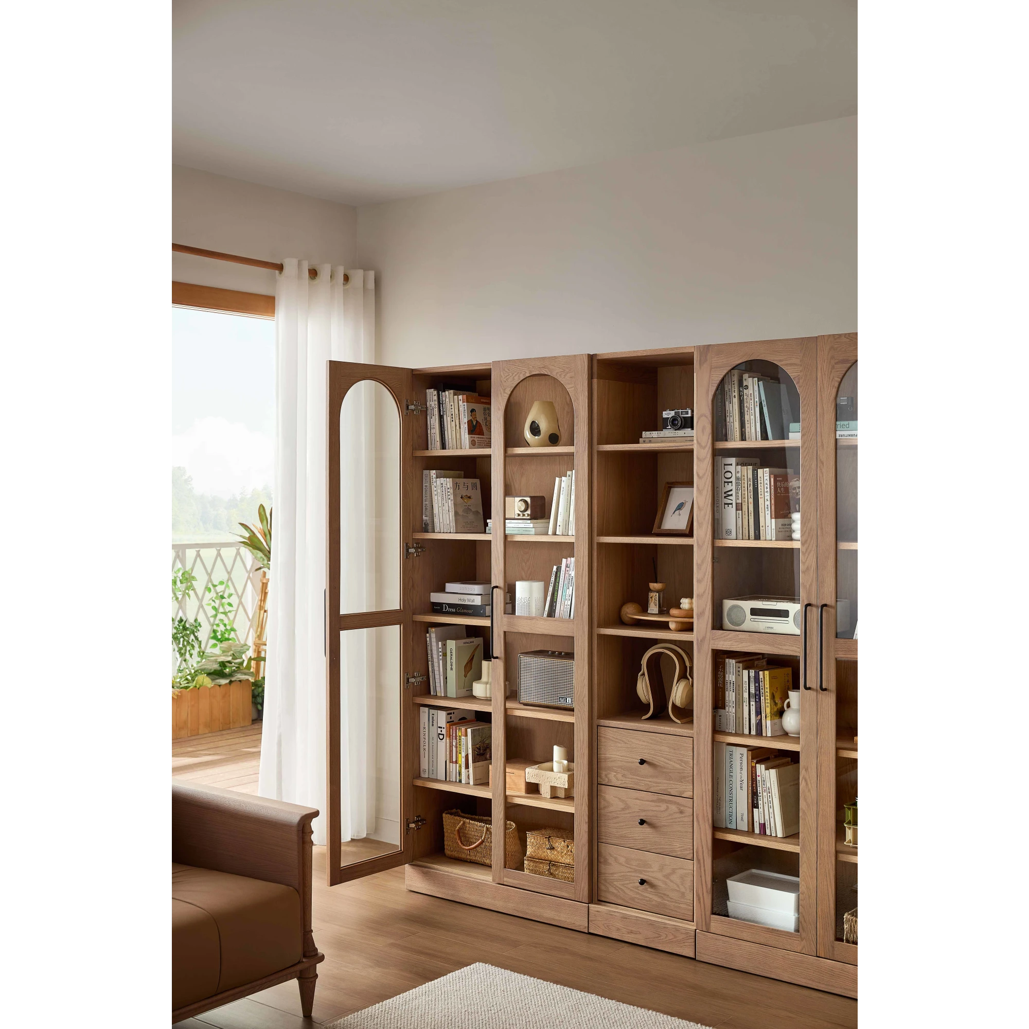 Linspire Ventus Display Cabinet with Glass Door, Beaver