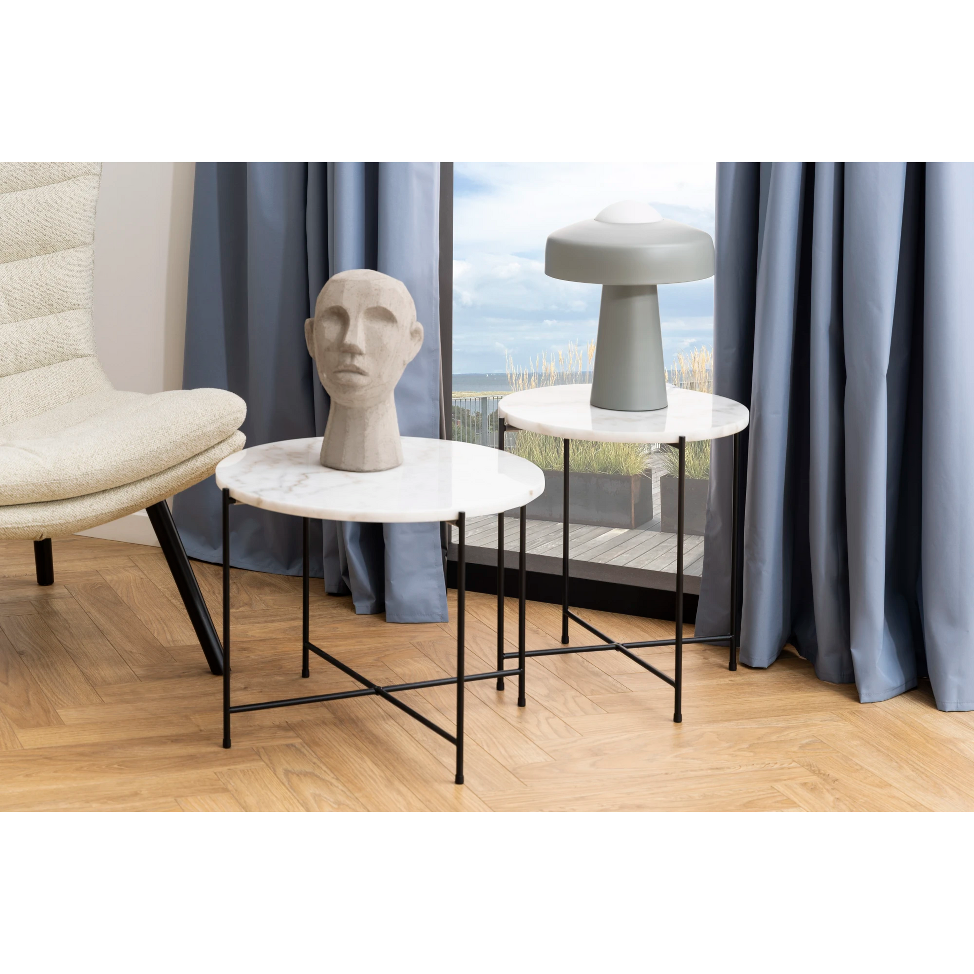 Hjem Design Avila Marble Side Table, White