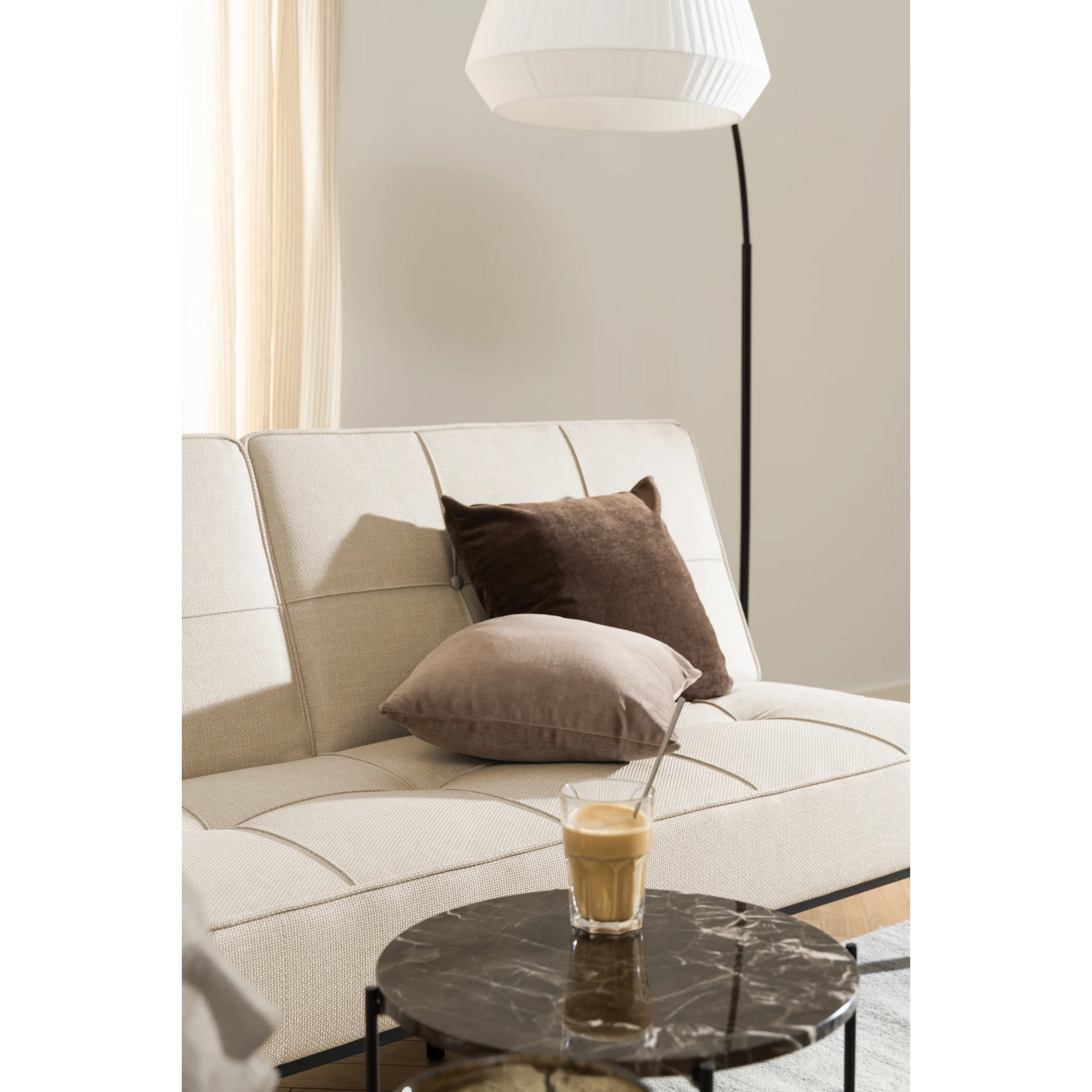 Hjem Design Avila Marble Side Table, Brown